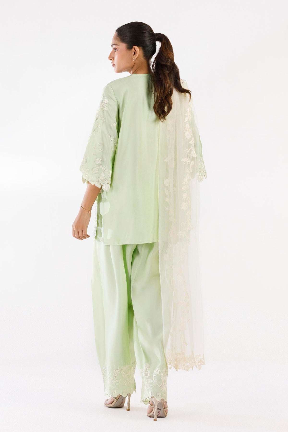 Stitched Embroidered Sheesha Silk Shirt+ Shalwar