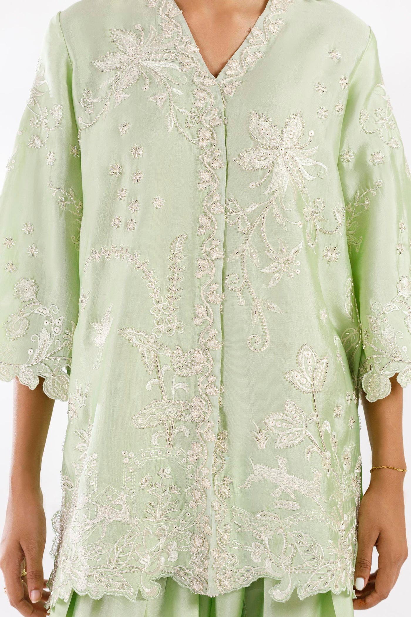 Stitched Embroidered Sheesha Silk Shirt+ Shalwar