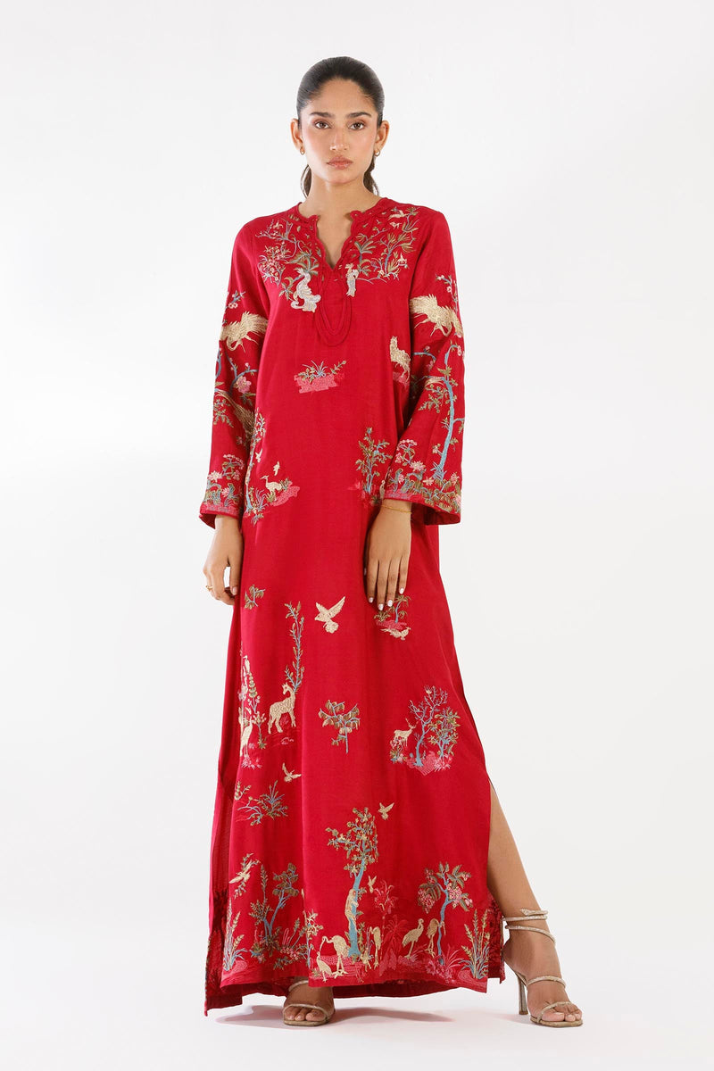 Stitched Embroidered Raw Silk Shirt