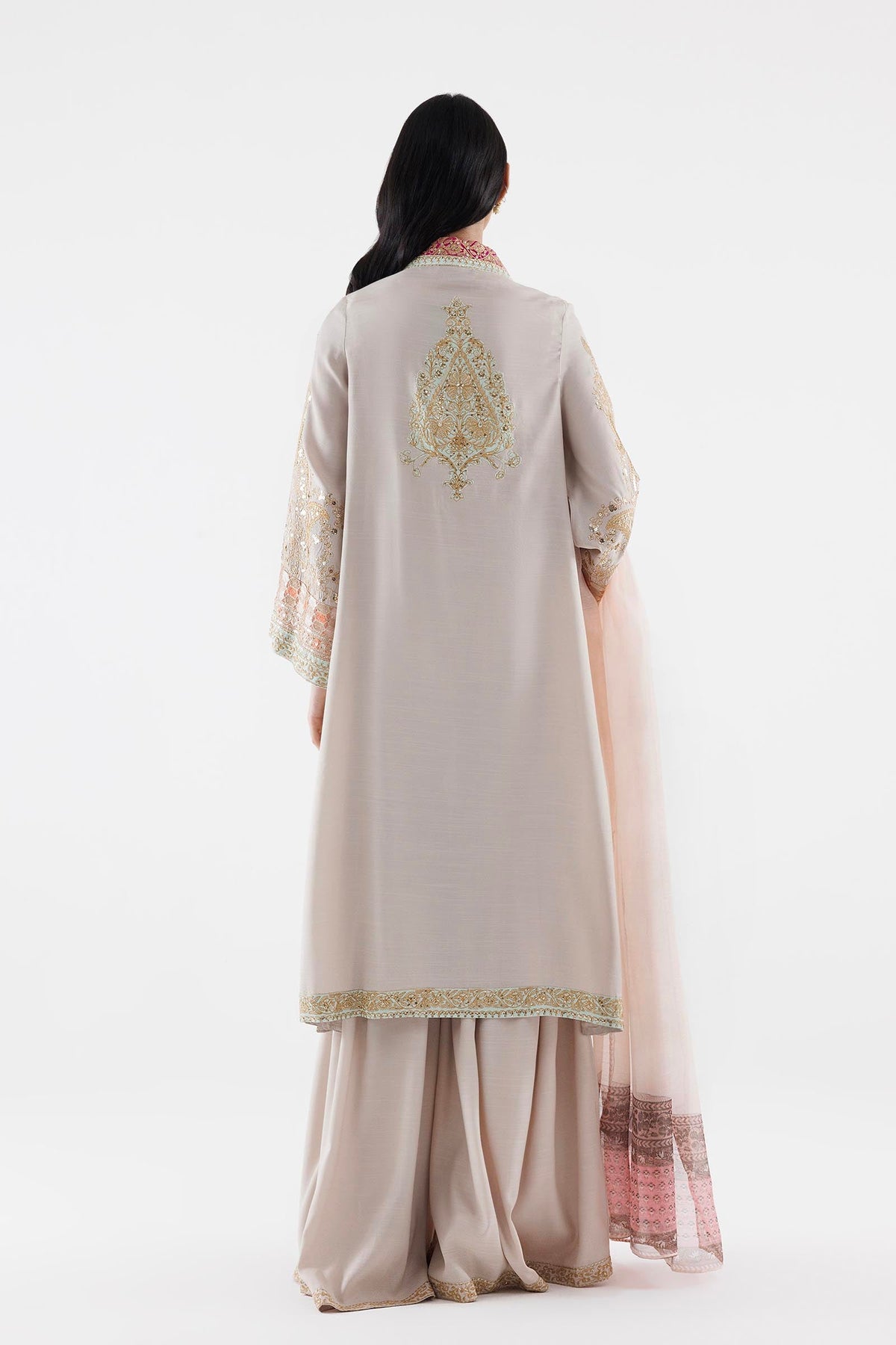 Stitched Embroidered Raw Silk Suit
