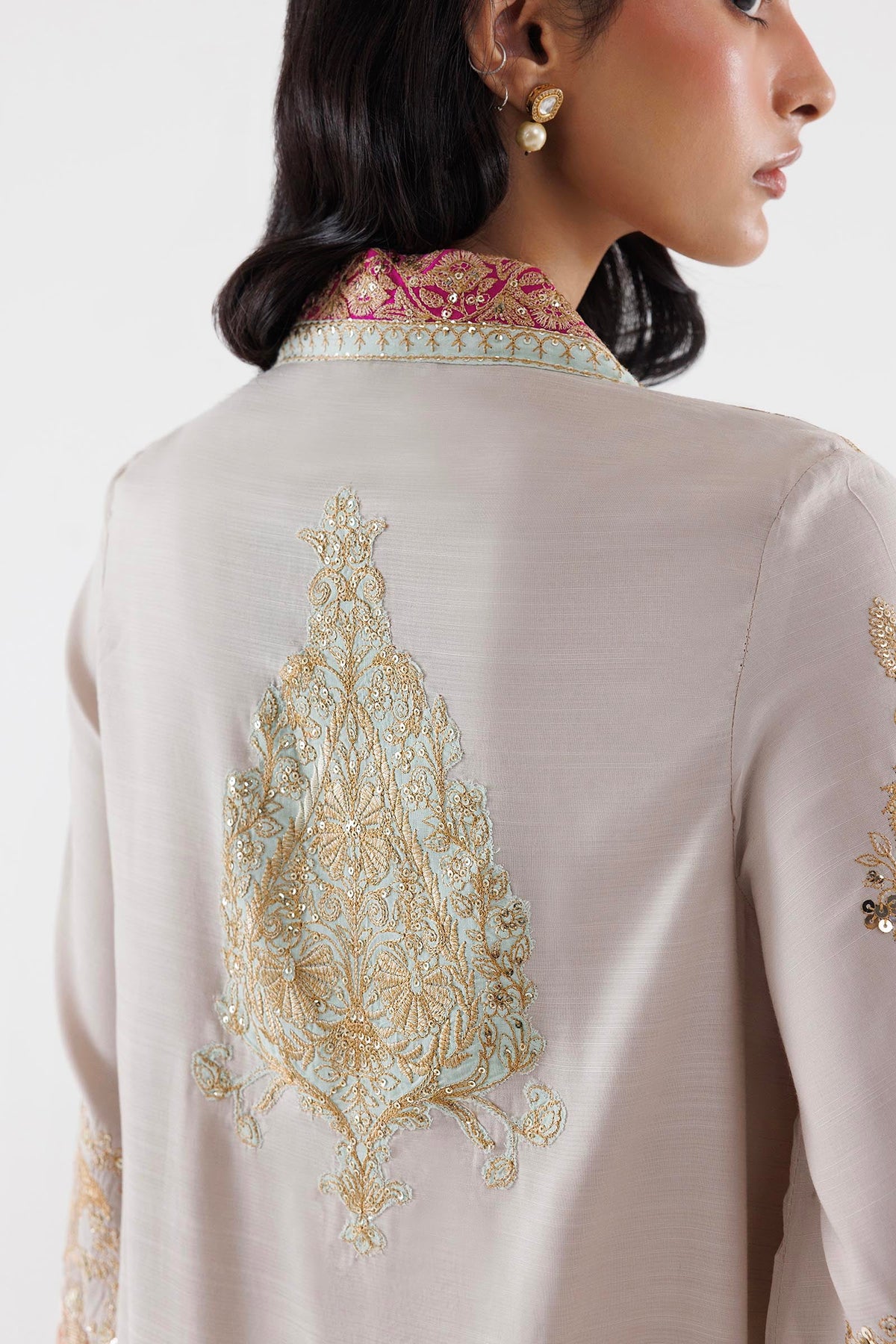 Stitched Embroidered Raw Silk Suit