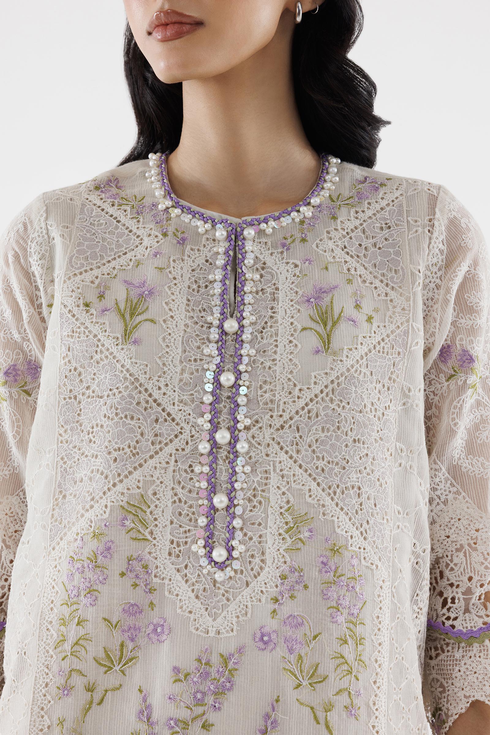 Stitched Printed Woven Net Suit