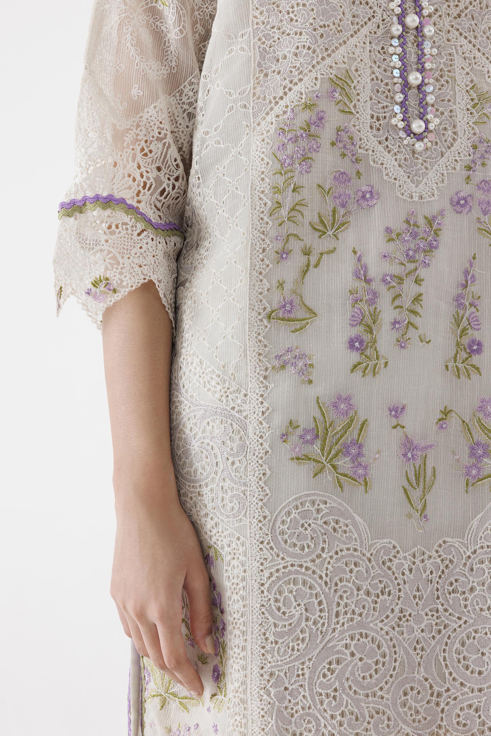 Stitched Printed Woven Net Suit