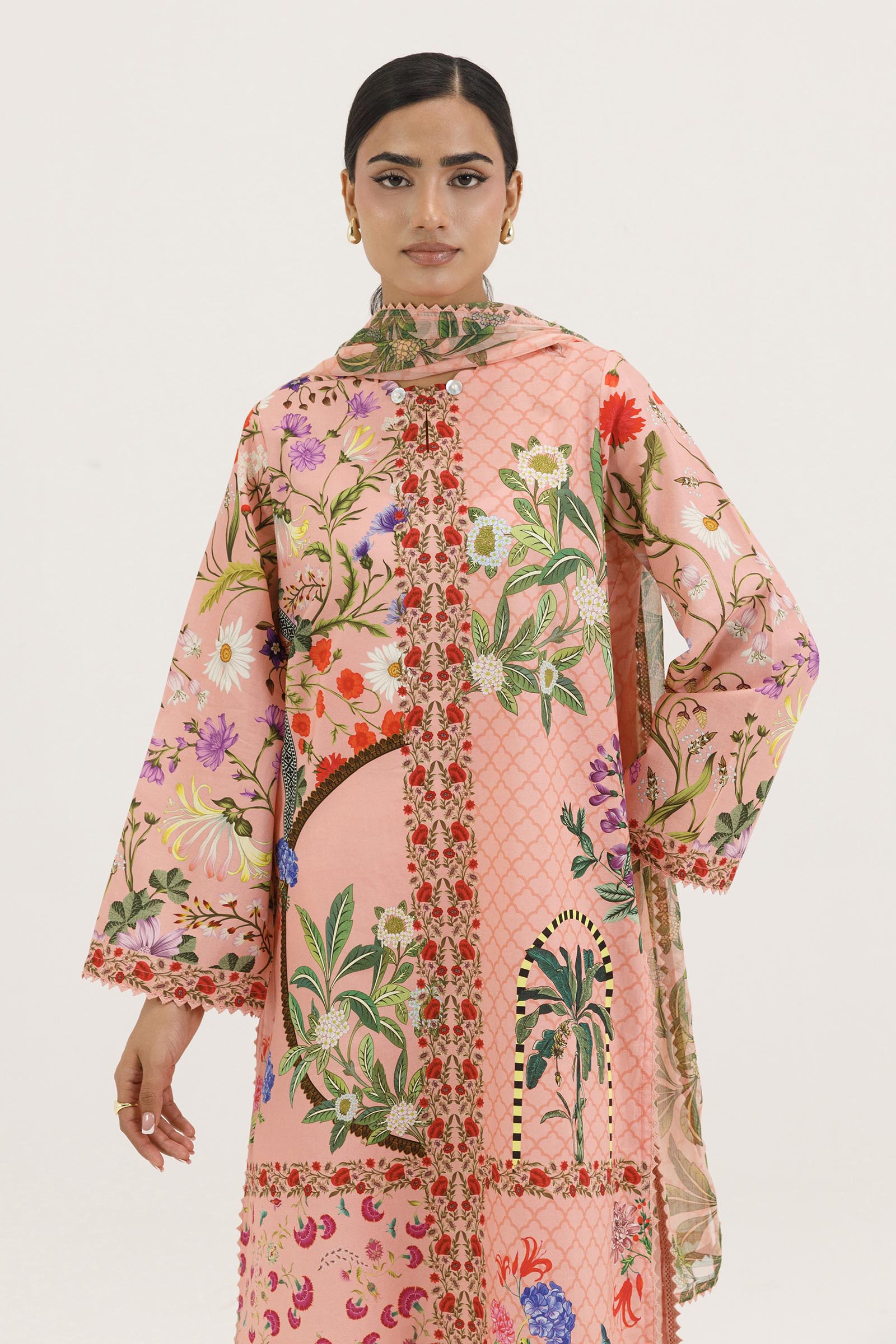 Stitched Printed Lawn Shirt+ Dupatta