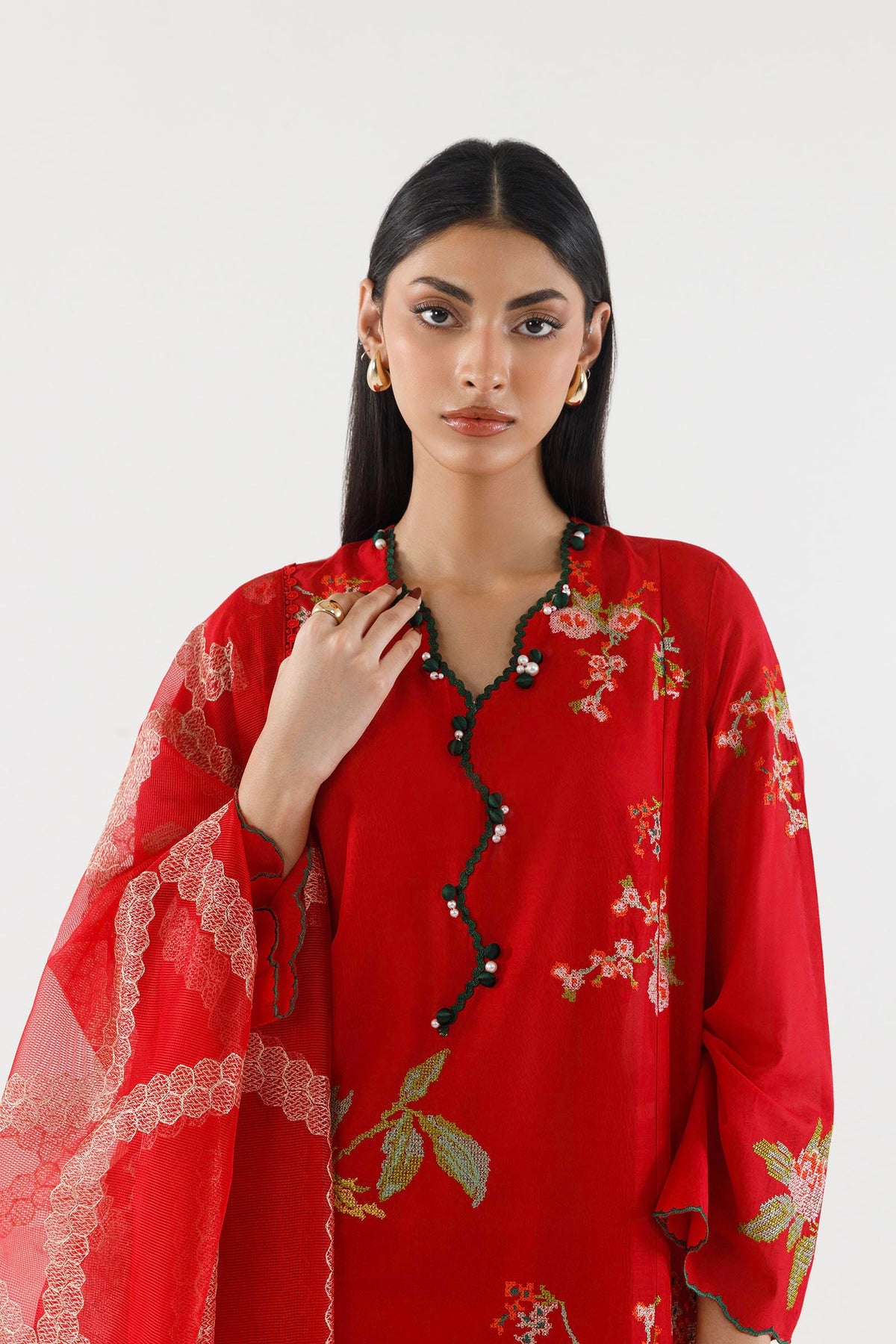 Stitched Embroidered Muzlin Suit