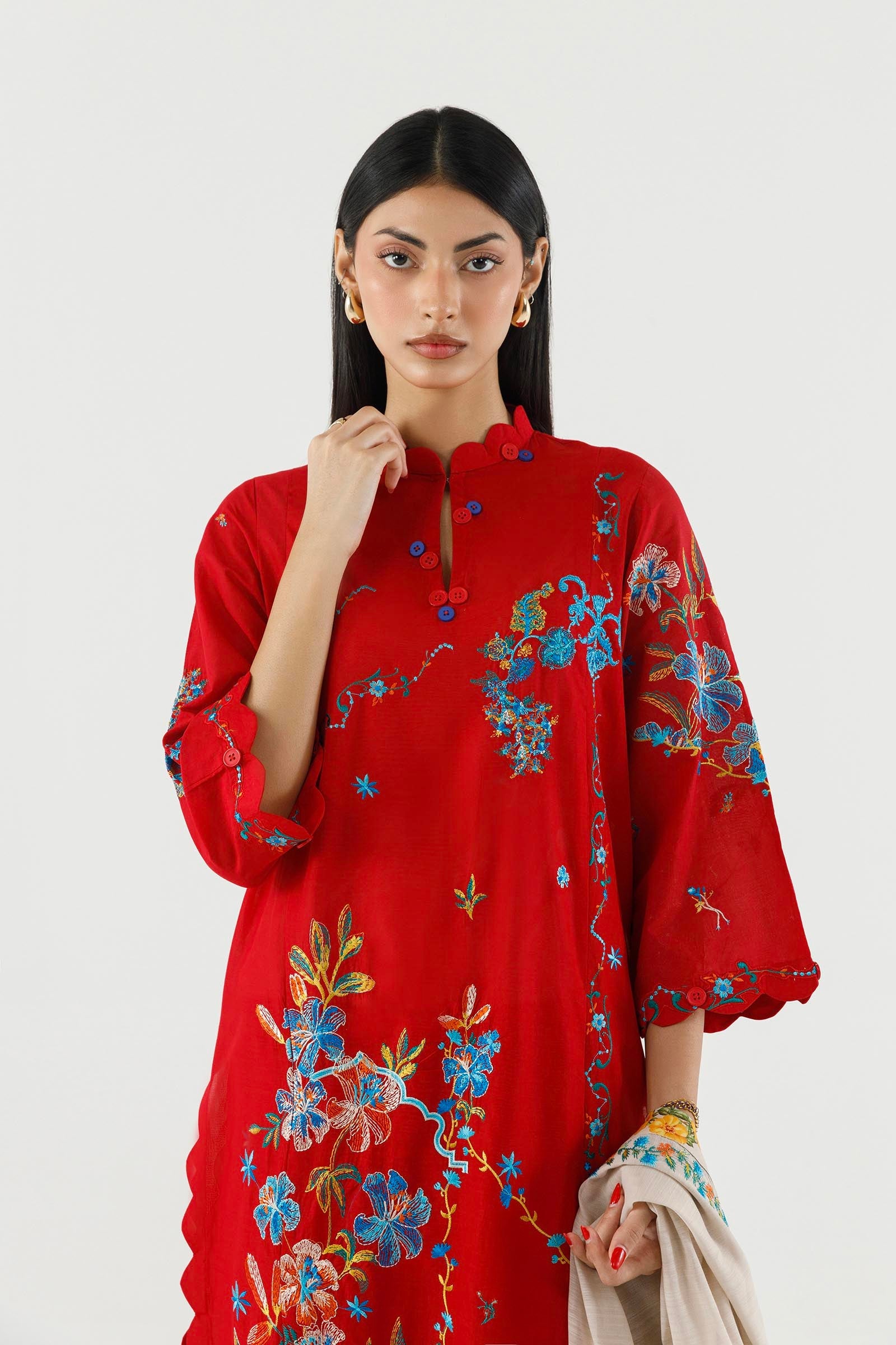 Stitched Embroidered Muzlin Lawn Suit
