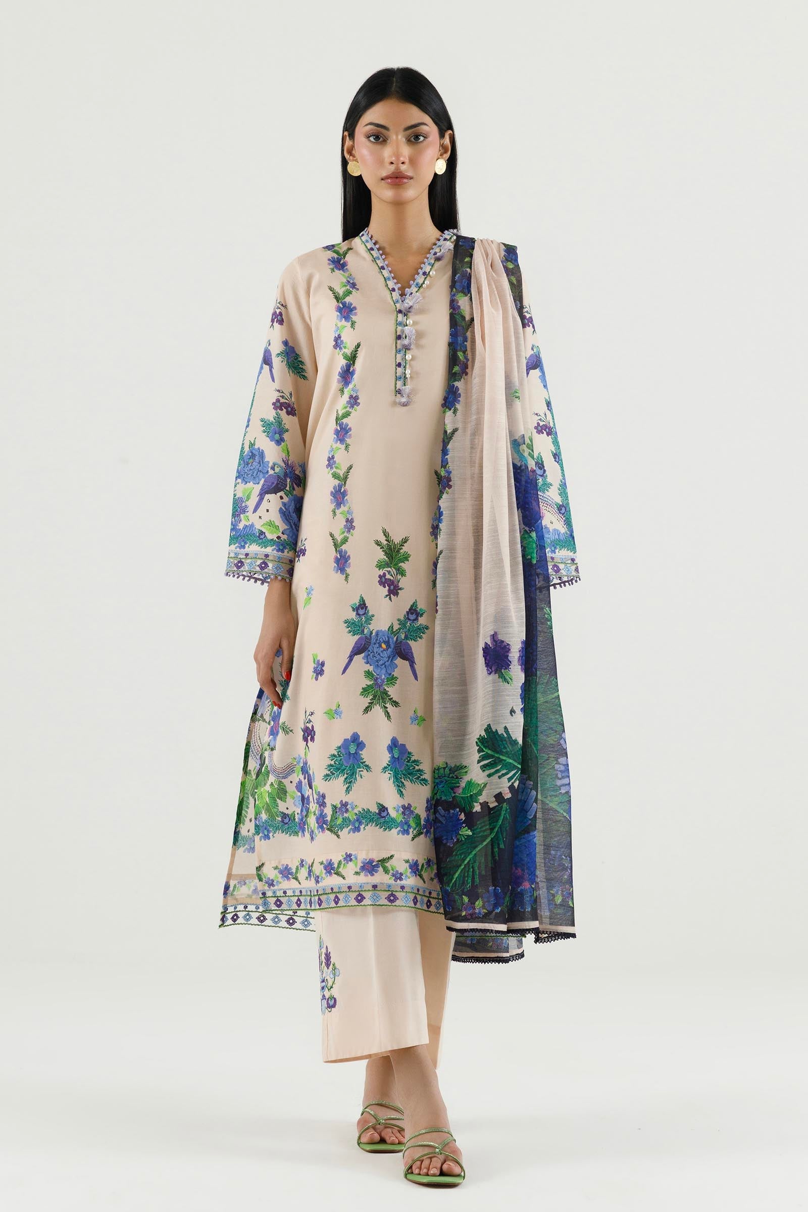 Stitched Embroidered Muzlin Suit