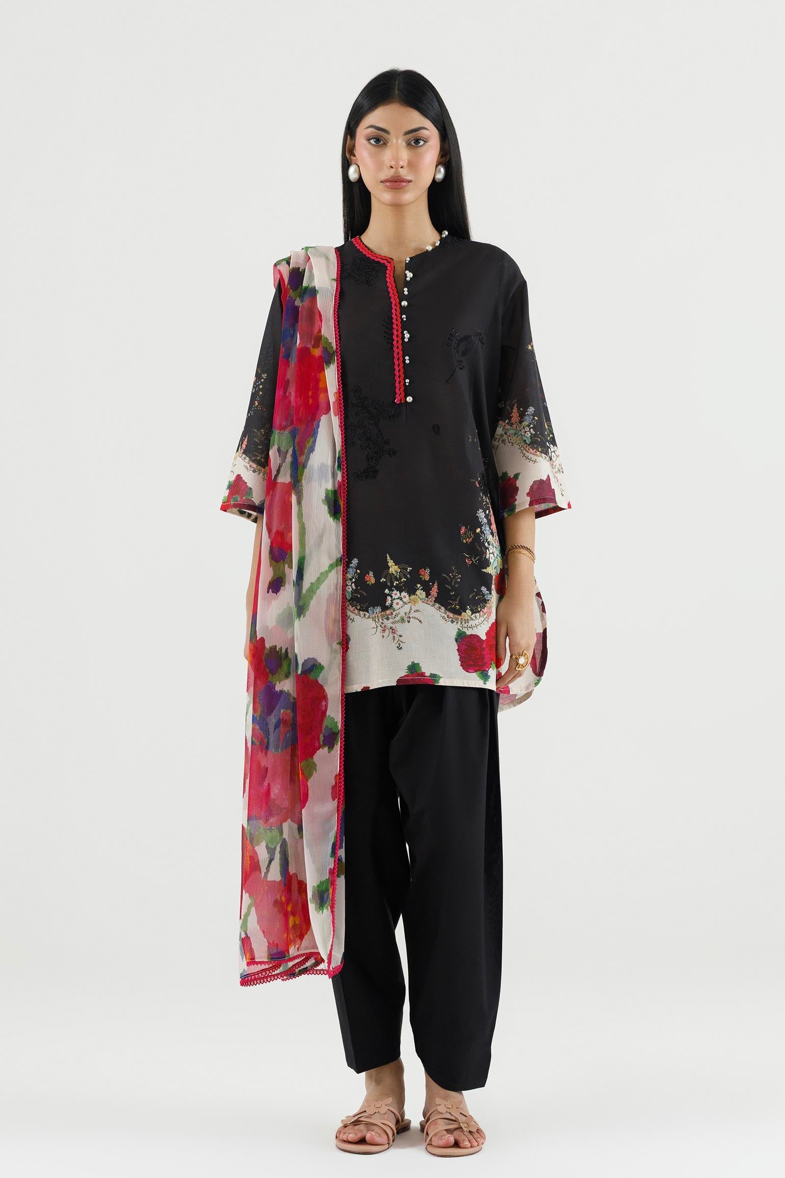 Stitched Embroidered Muzlin Suit