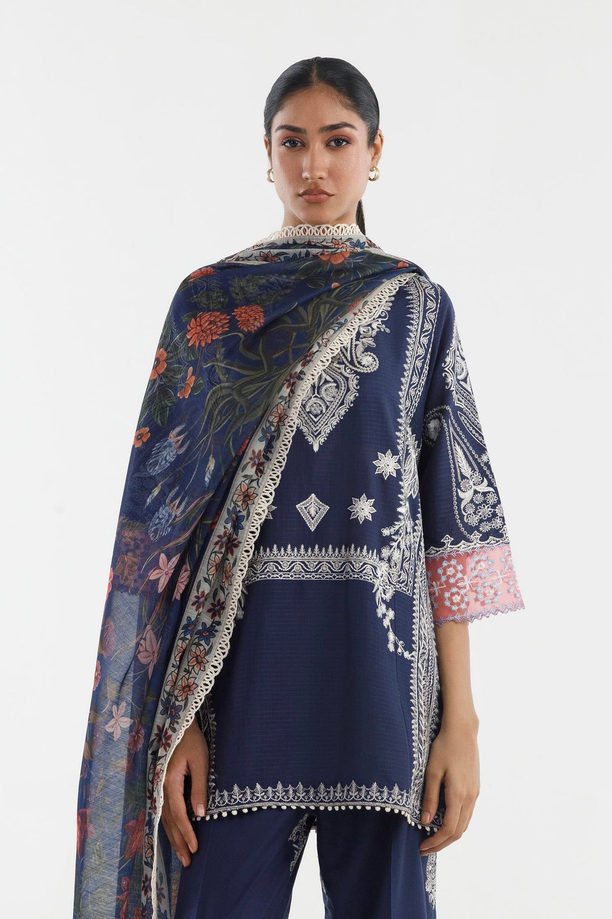Stitched Embroidered Muzlin Lawn Suit