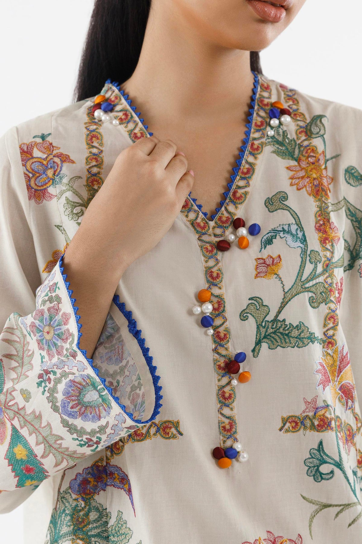 Stitched Embroidered Muzlin Lawn Suit