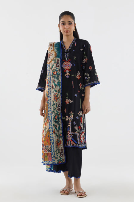 Stitched Embroidered Muzlin Cambric Suit