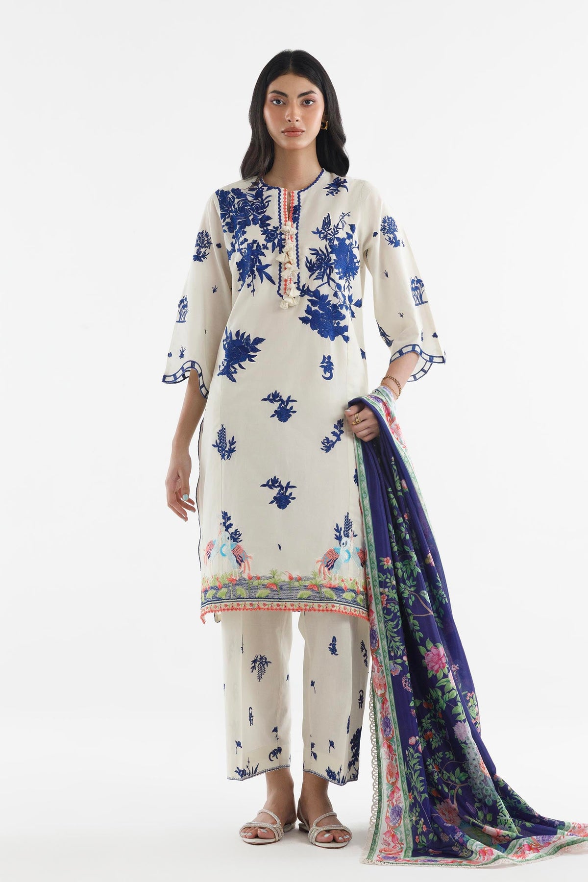 Stitched Embroidered Muzlin Lawn Suit