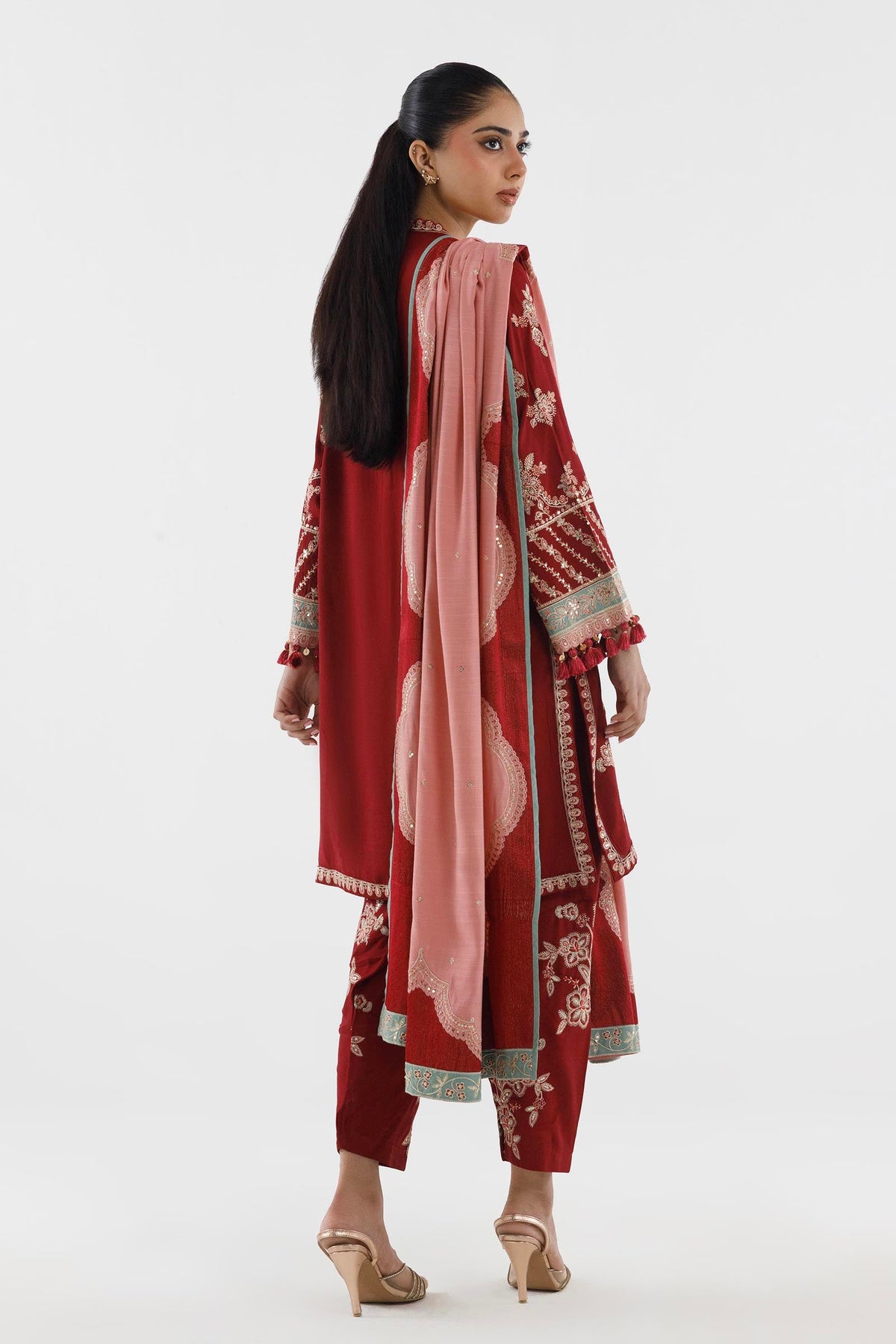Stitched Embroidered Raw Silk Suit