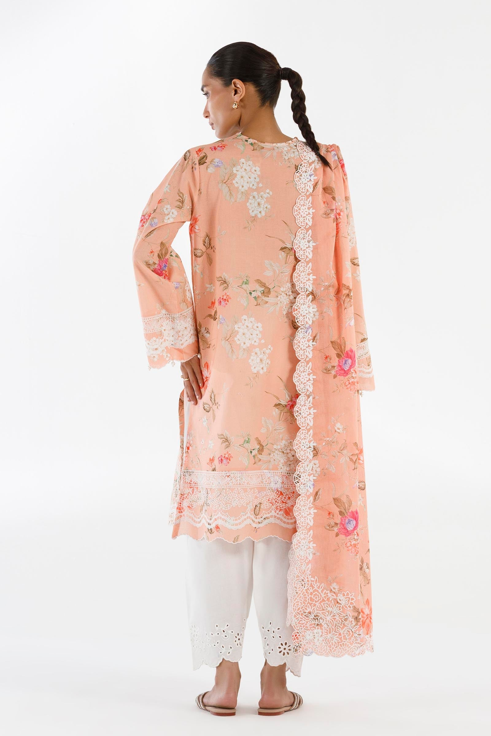 Stitched Embroidered Lawn Shirt + Dupatta