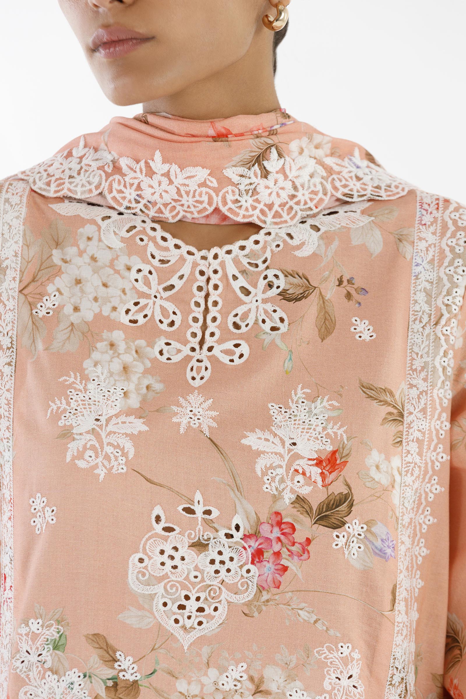 Stitched Embroidered Lawn Shirt + Dupatta