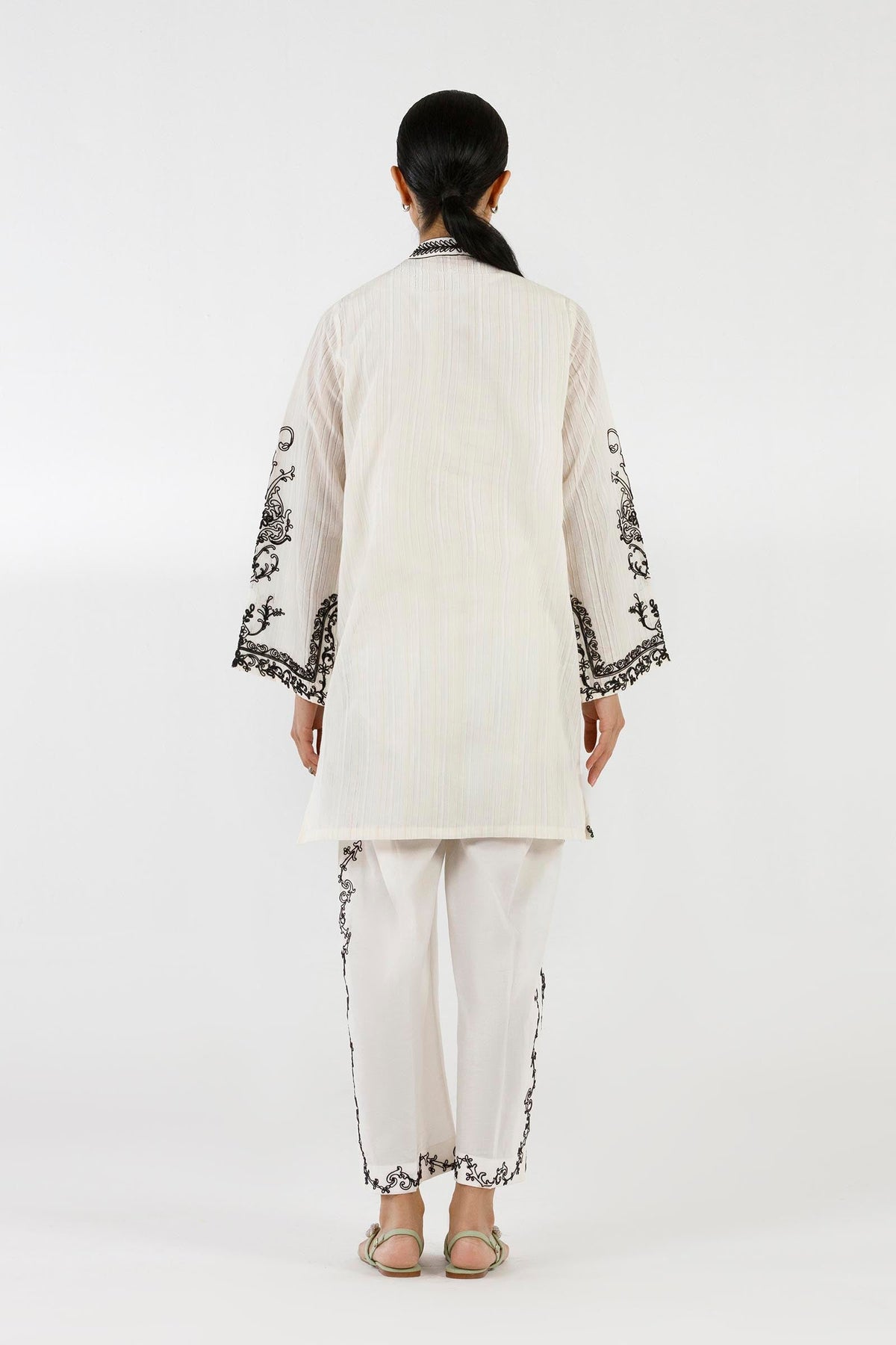 Stitched Embroidered Stripe Zuri Shirt+ Culotte