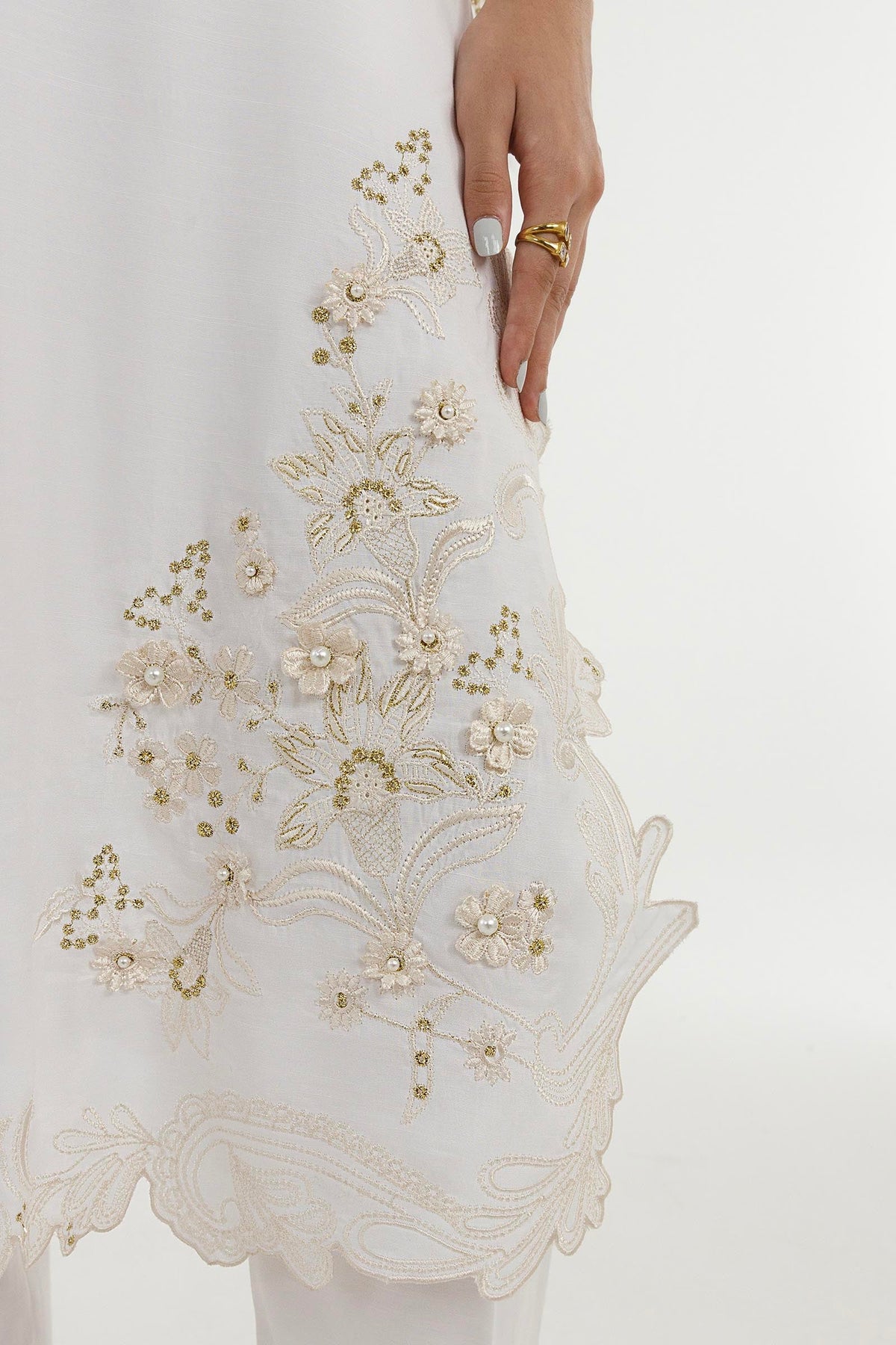 Stitched Embroidered Raw Silk Suit