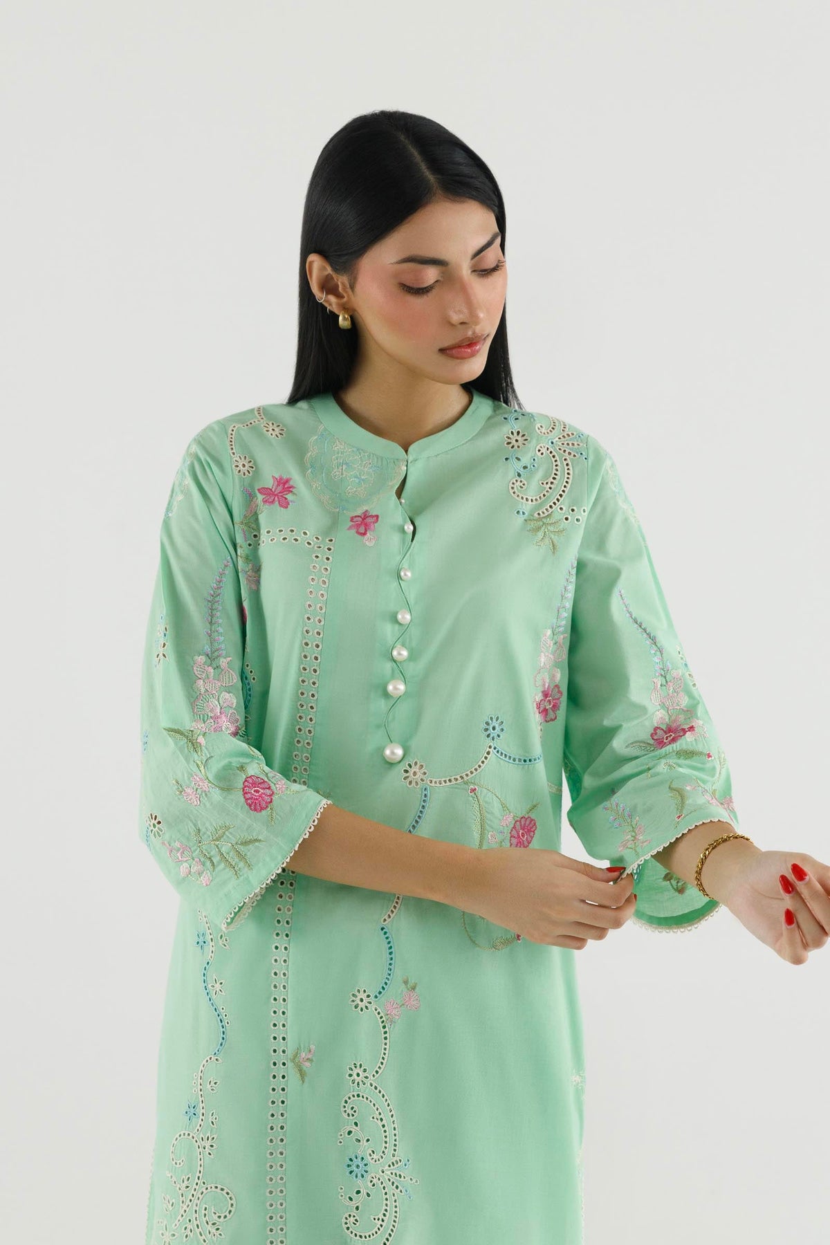 Stitched Embroidered Lawn Shirt+ Culotte