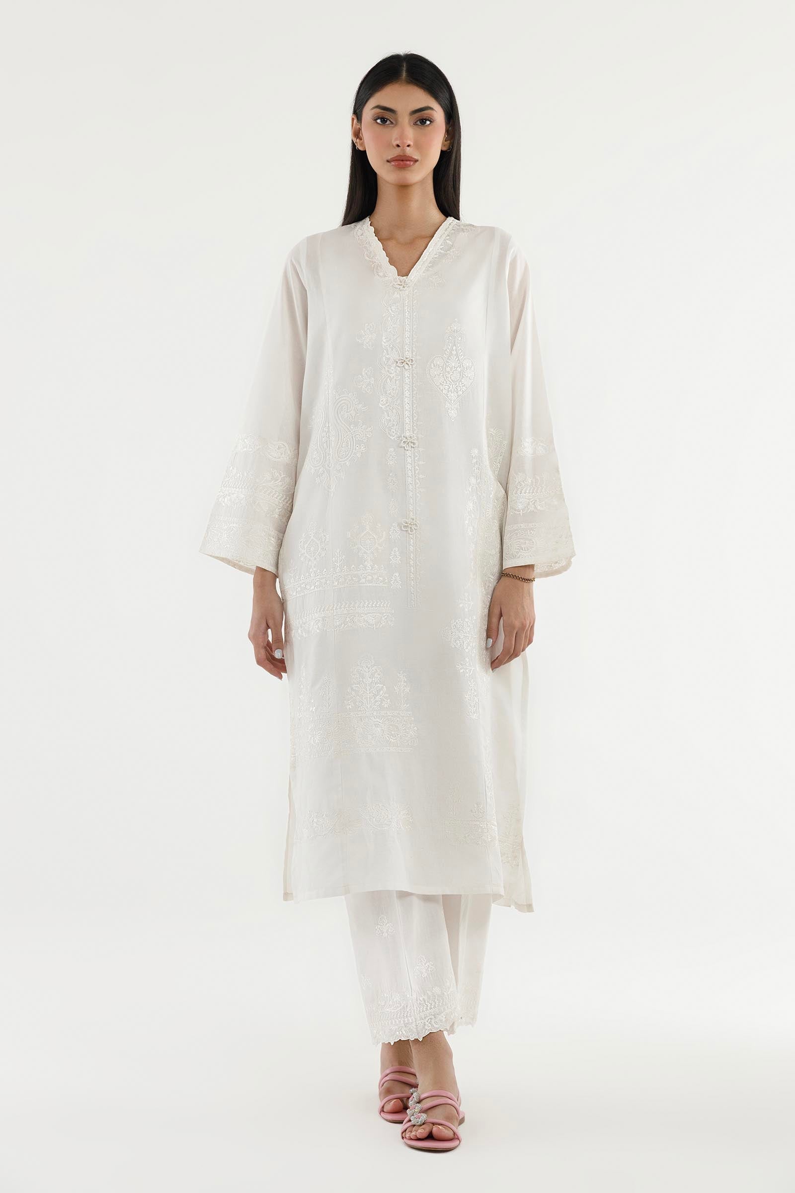 Stitched Embroidered Lawn Shirt+ Culotte