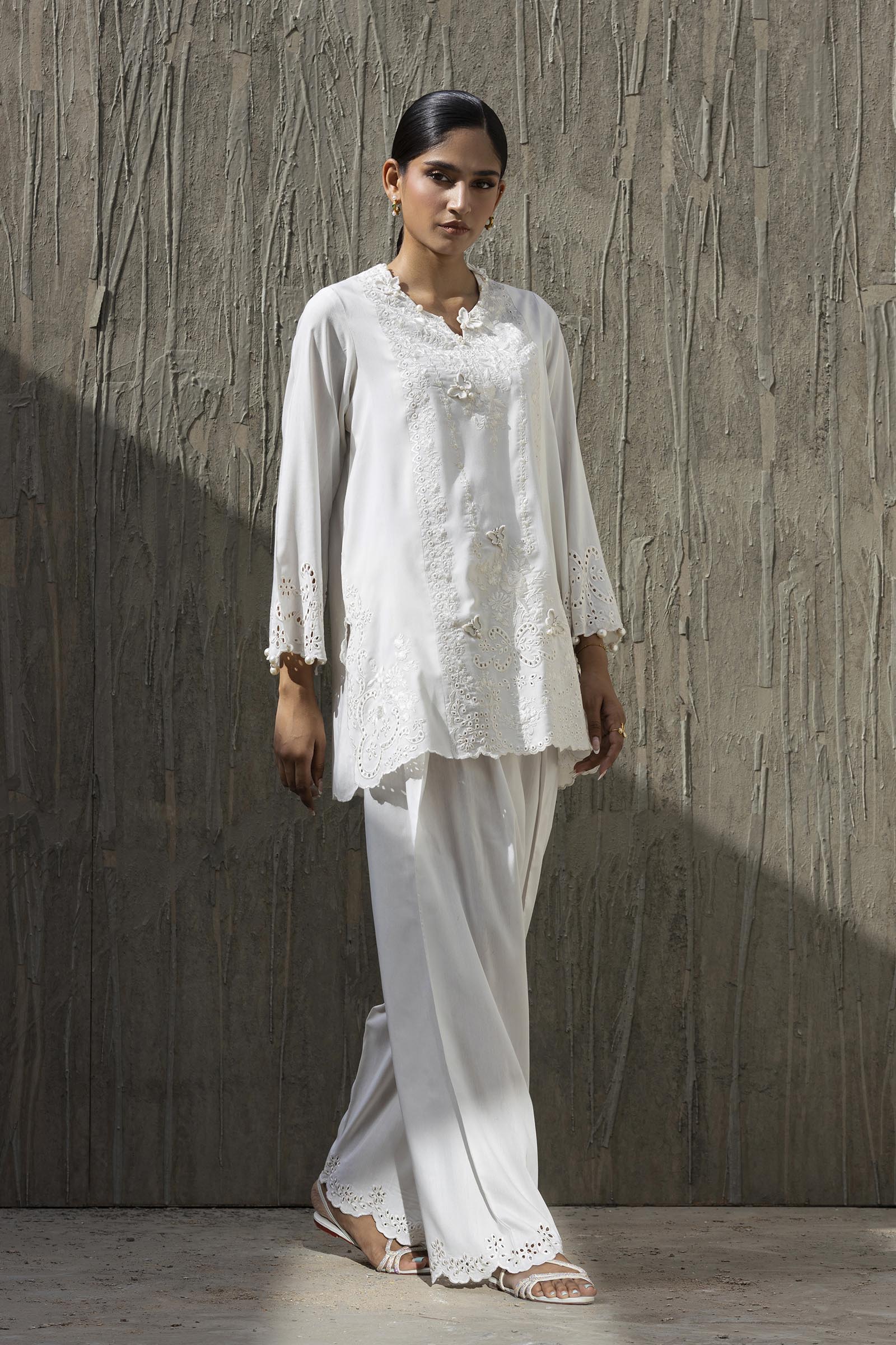 Stitched Embroidered Khaadi Silk Shirt+ Shalwar