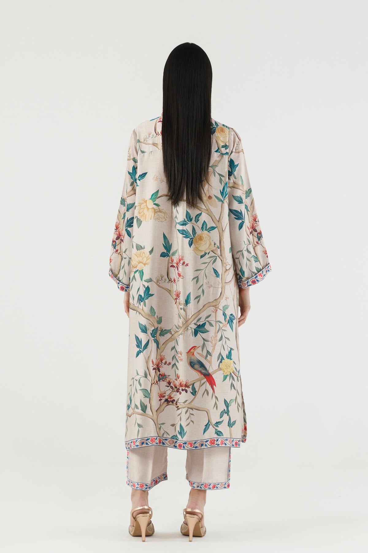 Stitched Printed Satin Shirt + Culotte