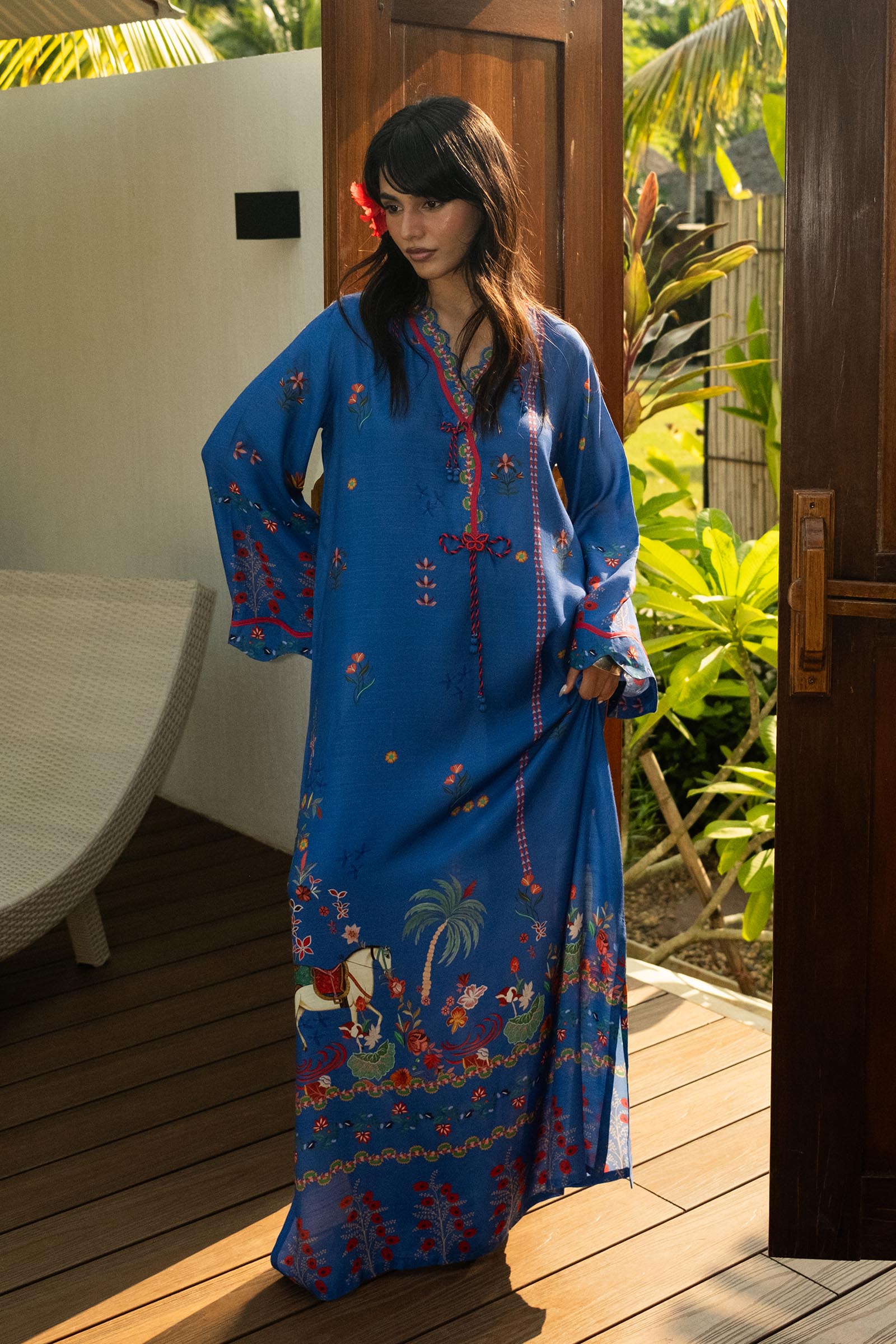 Stitched Printed Raw Silk Shirt