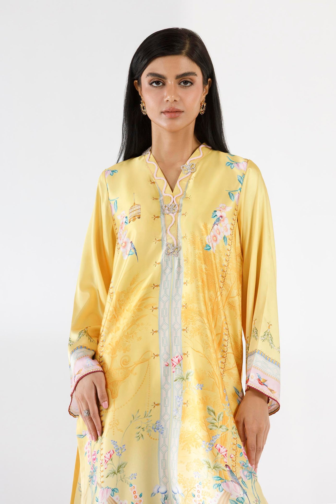 Stitched Printed Satin Shirt + Culotte