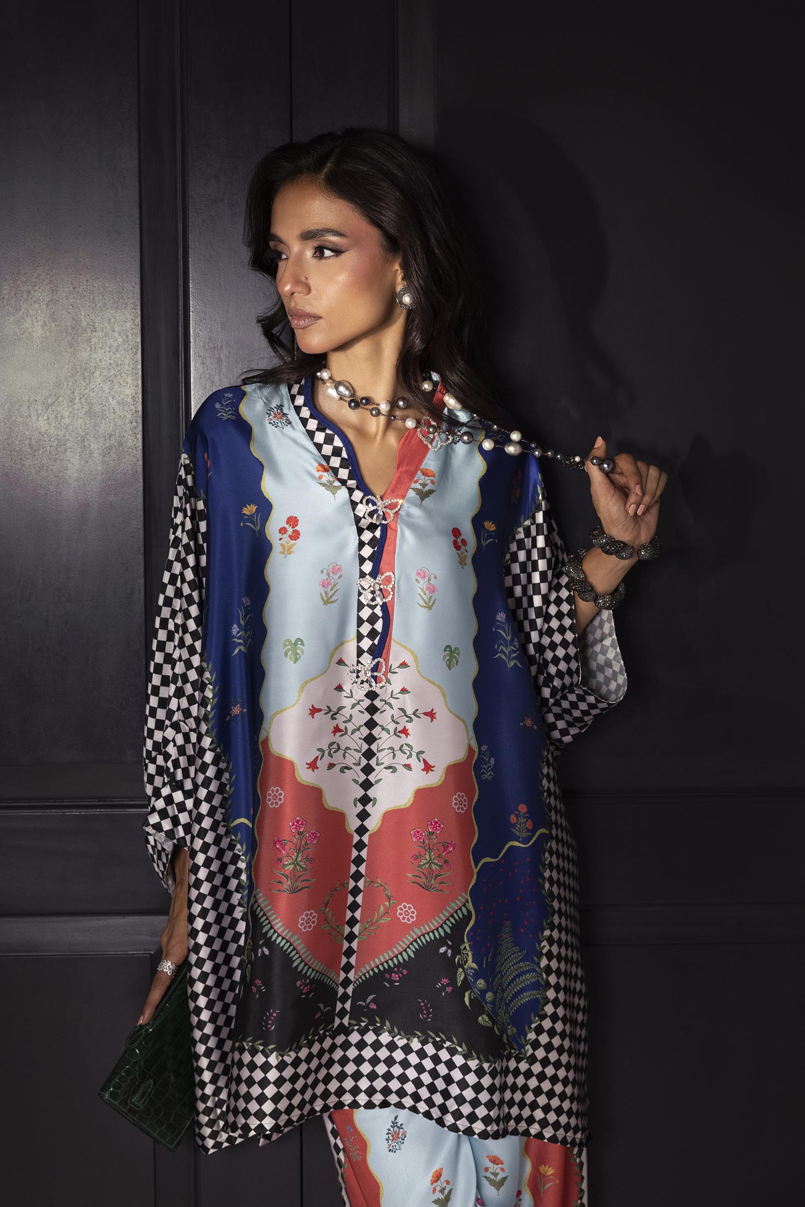 Stitched Printed Satin Shirt+ Culotte