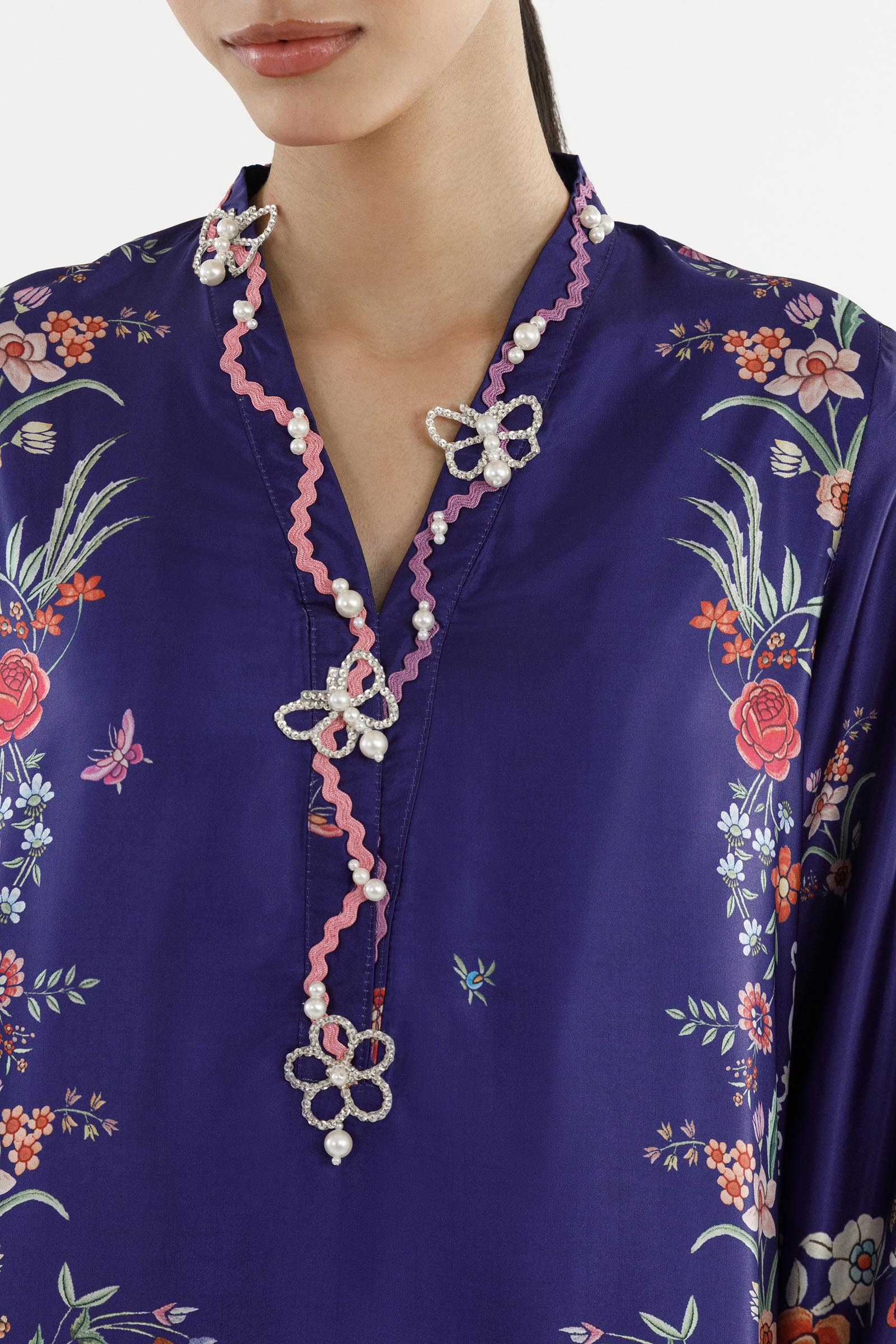 Stitched Printed Satin Shirt+ Culotte