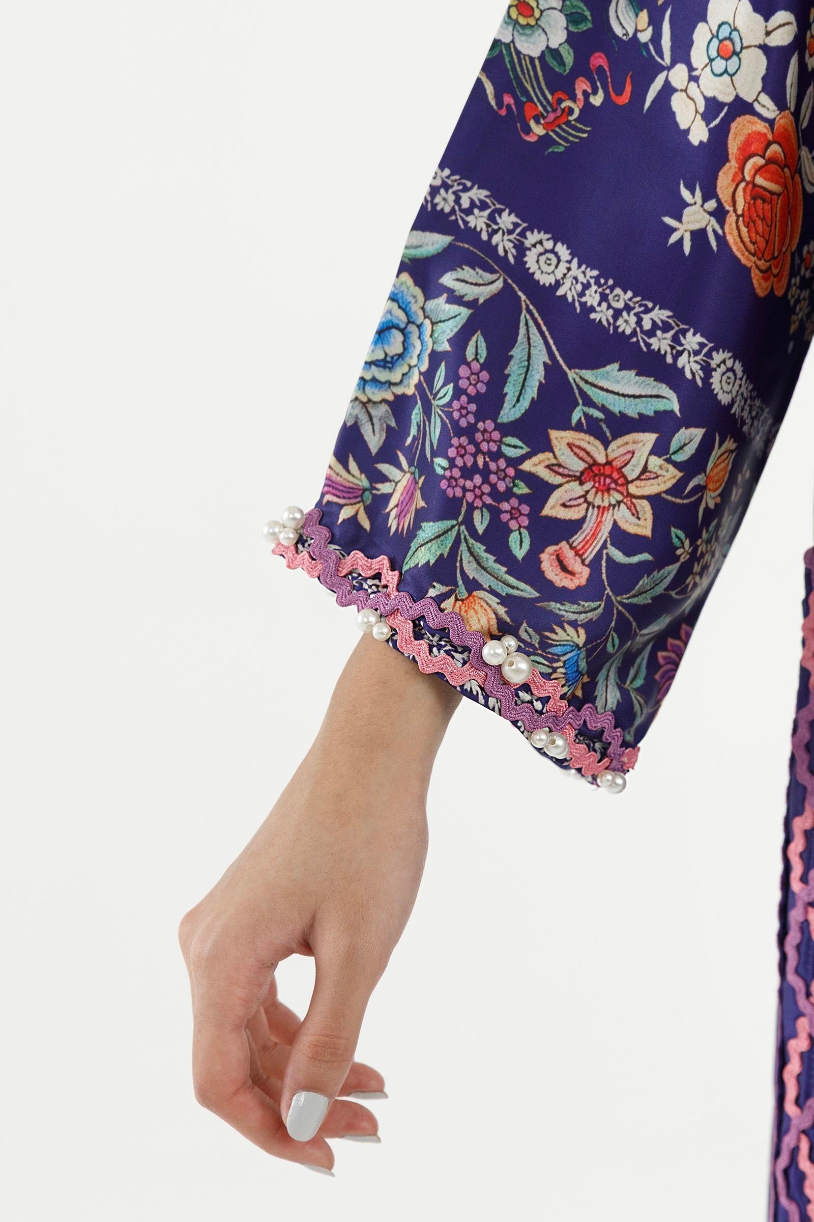 Stitched Printed Satin Shirt+ Culotte