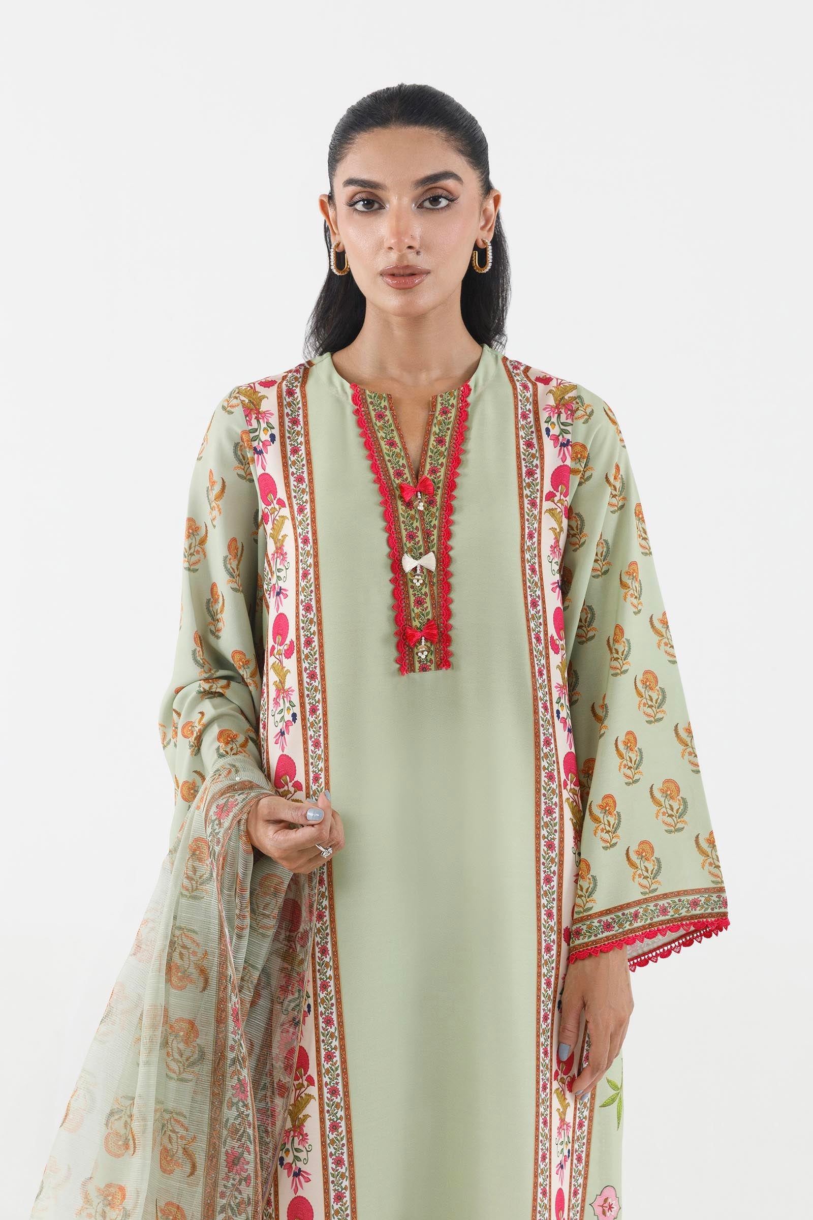 Stitched Printed Crepe Shirt+ Dupatta