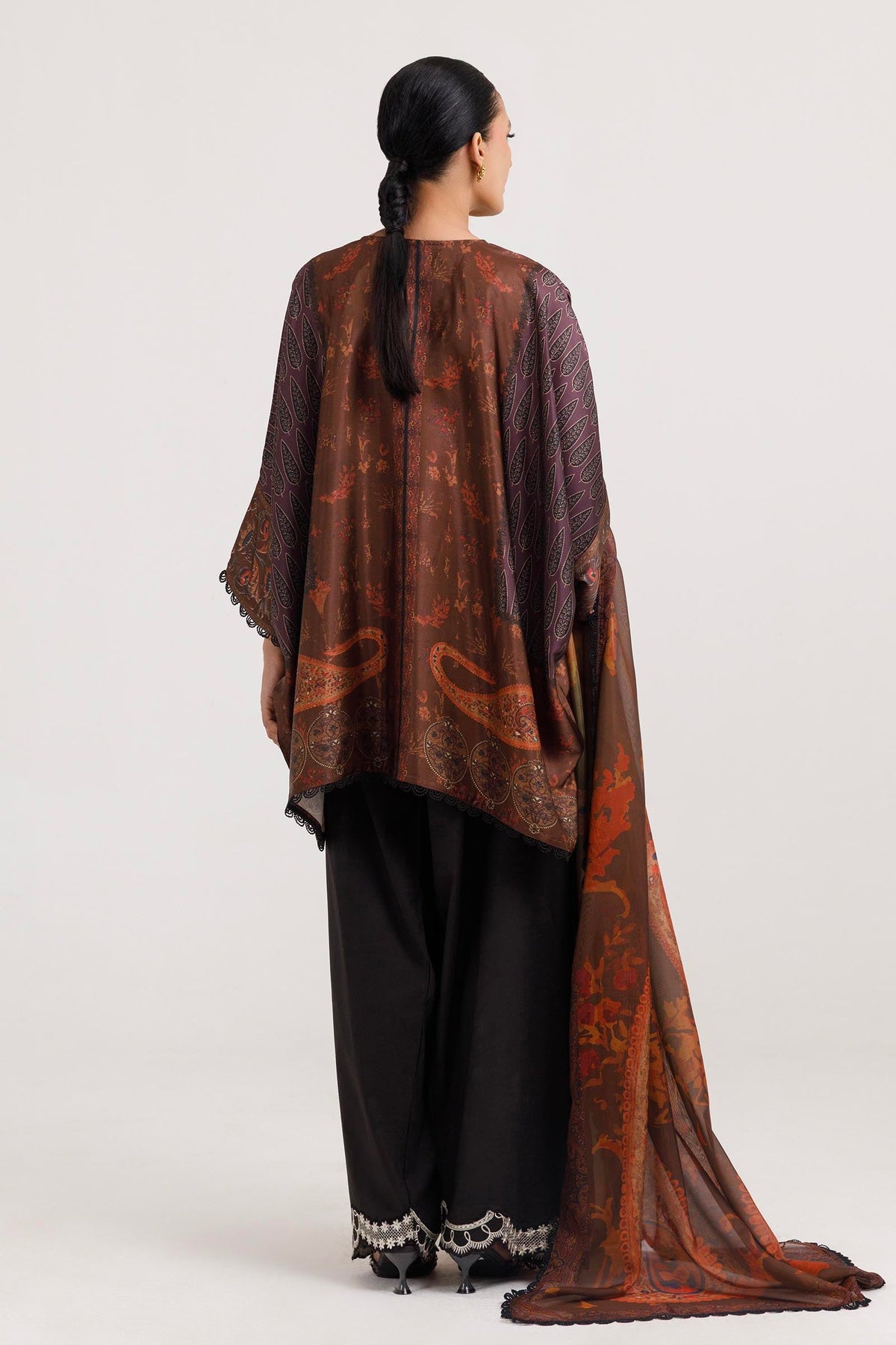 Stitched Printed Satin Shirt
