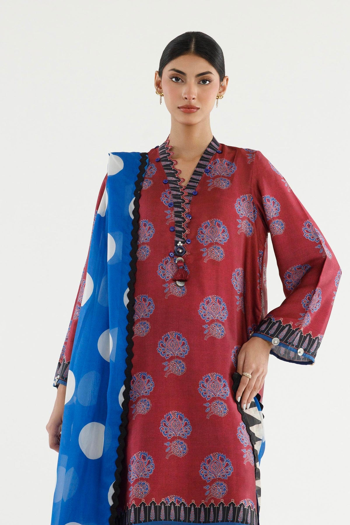 Stitched Printed Satin Suit