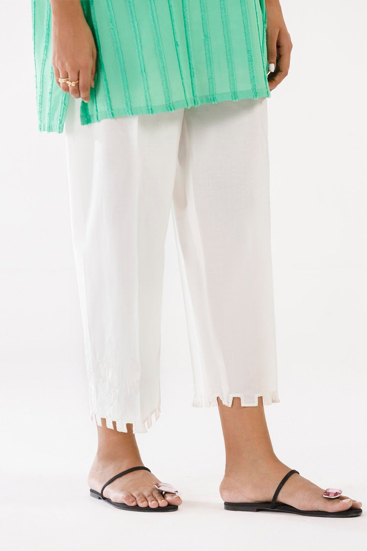 White Embroidered Lawn Culotte