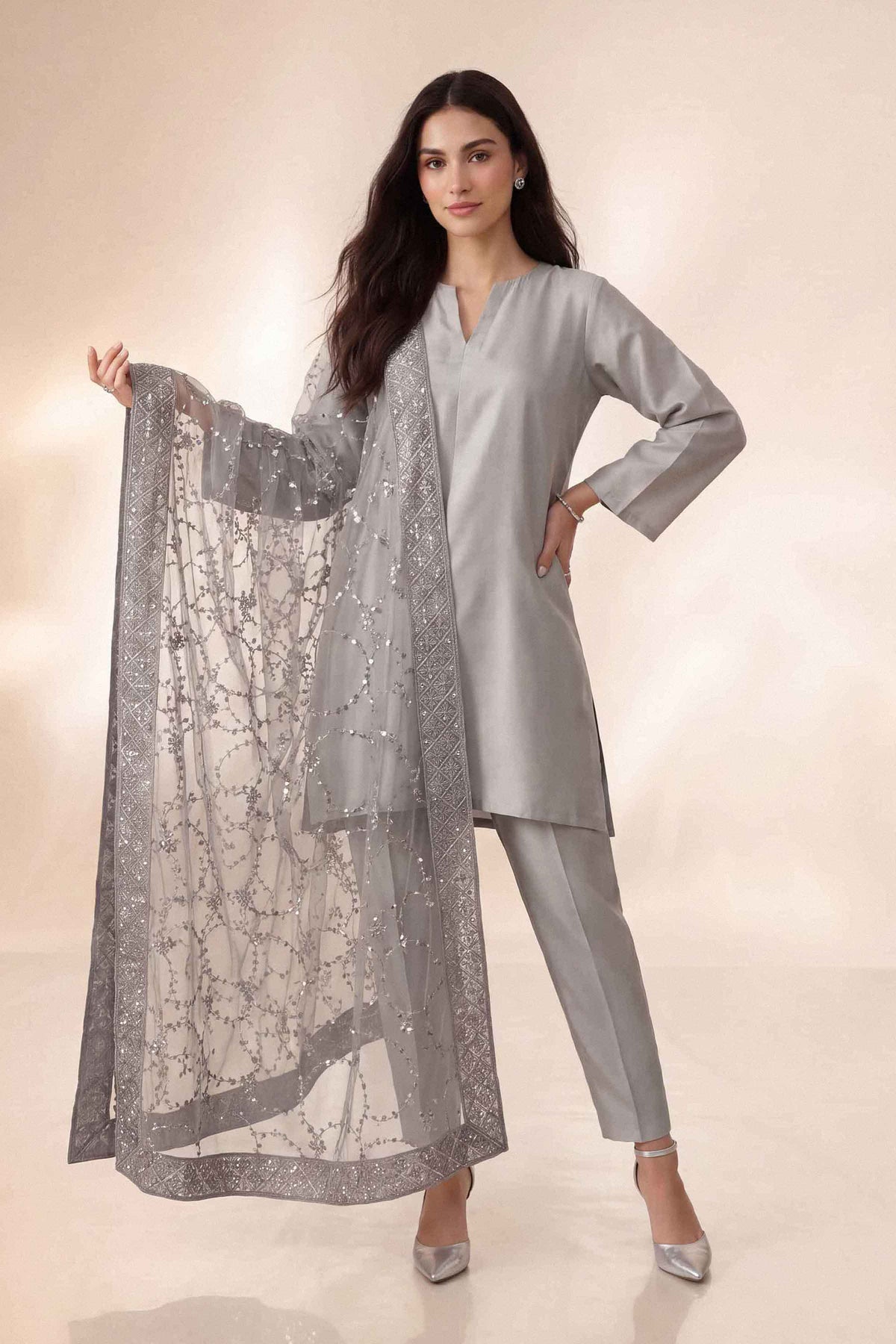 EMBROIDERED DUPATTA - ST1DE-LUXE26WV1-4