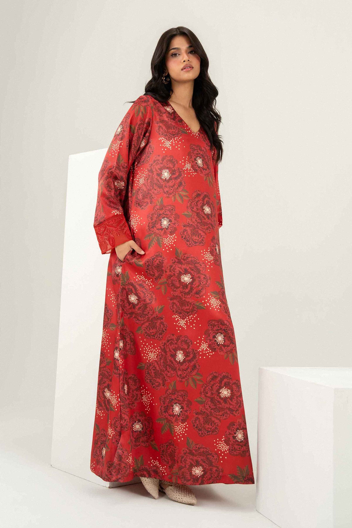 Printed Embroidered Dress - ST1SE-JALA26WV1-3