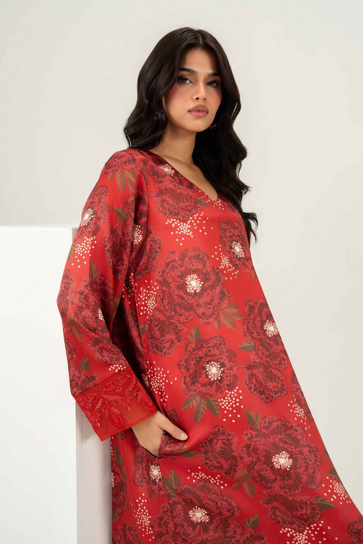 Printed Embroidered Dress - ST1SE-JALA26WV1-3