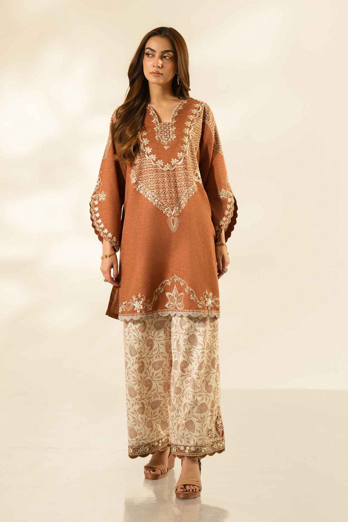 2 PIECE - PRINTED EMBROIDERED SUIT - ST2STE-LUXE26WV2-44