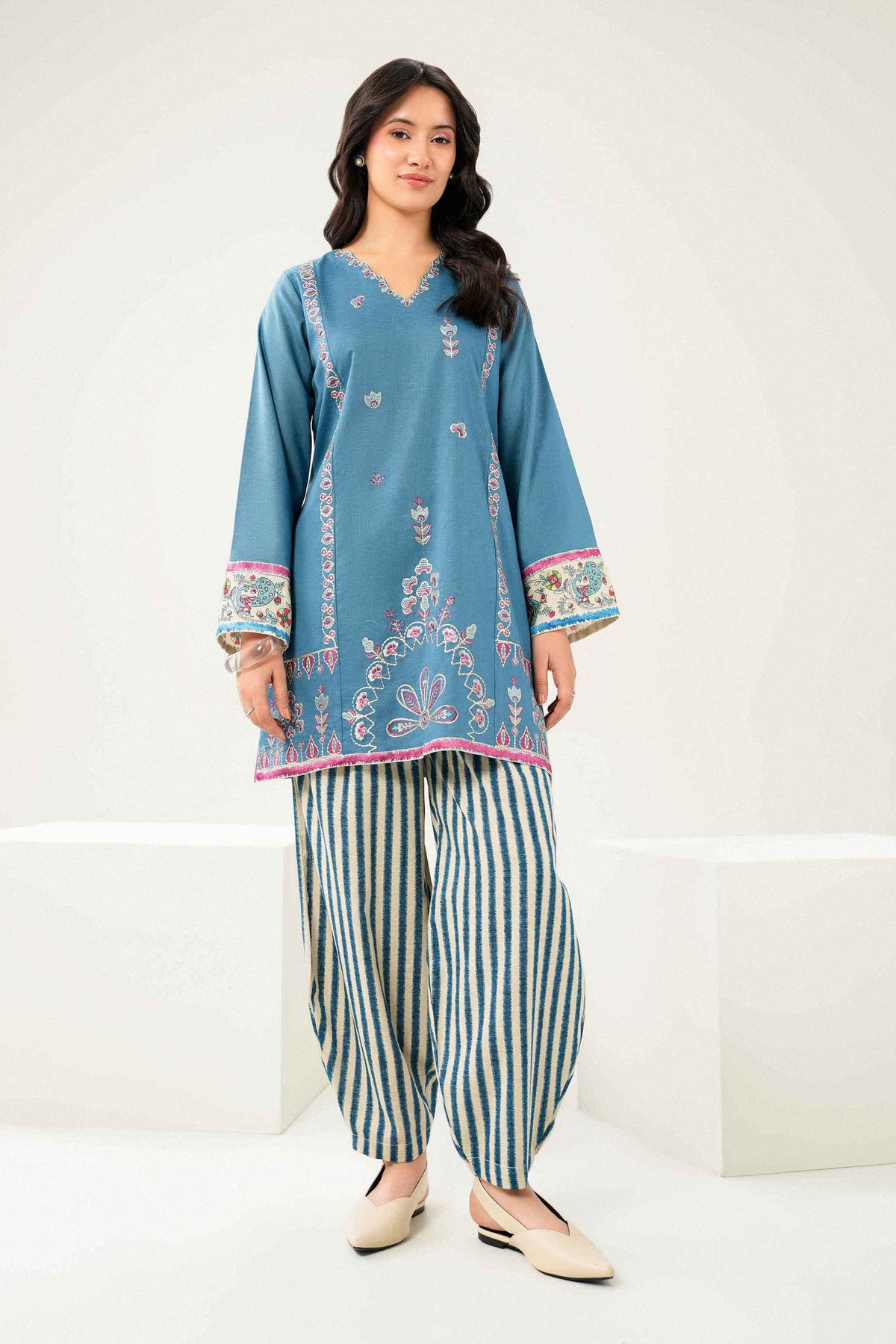 2 Piece - Printed Embroidered Suit - ST2STE-PRET26WV2-22