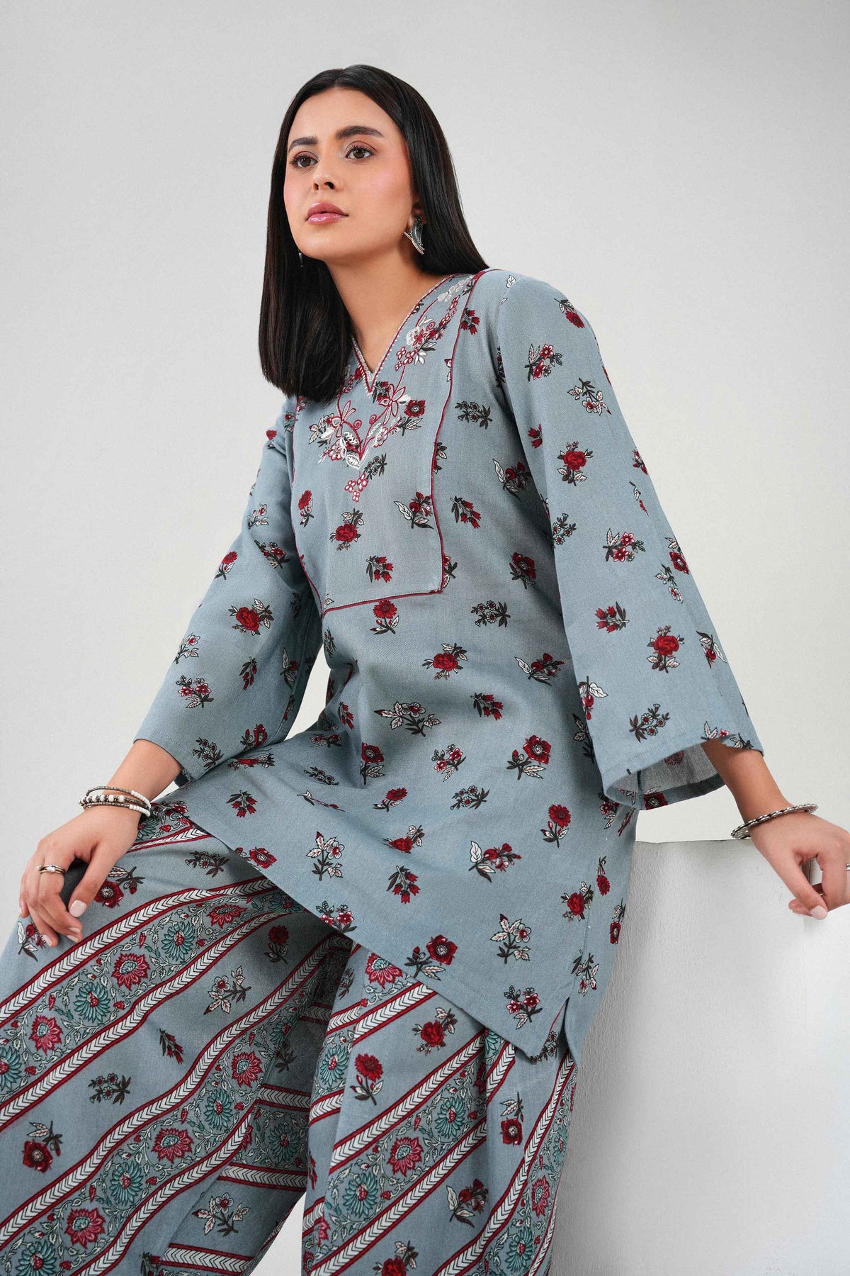 2 Piece - Printed Embroidered Suit - ST2STE-PRET26WV2-42