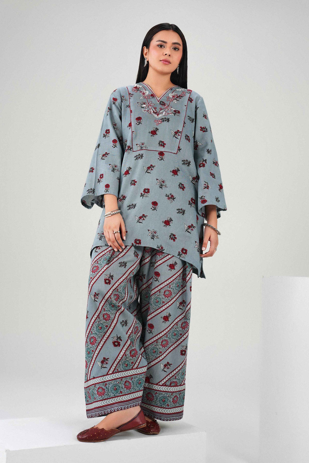 2 Piece - Printed Embroidered Suit - ST2STE-PRET26WV2-42