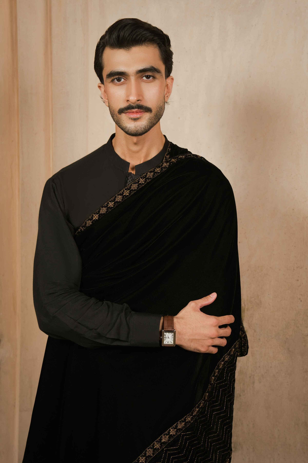 Embroidered Shawl - ST3PE-NAQ26WV1-10 A