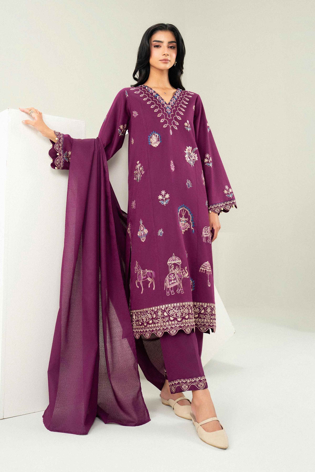 3 Piece - Embroidered Suit - ST3PE-PRET26WV1-20