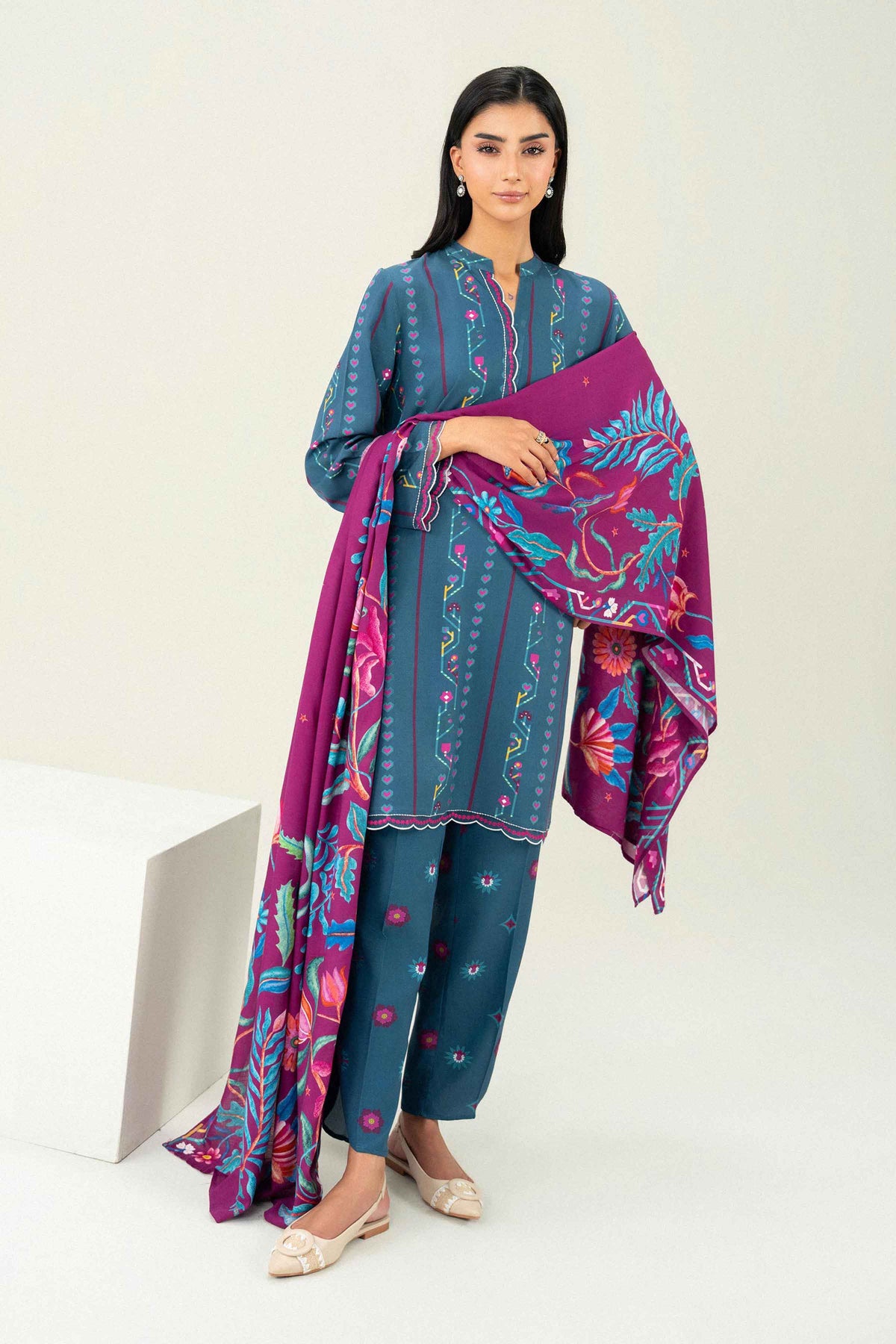 3 Piece - Printed Embroidered Suit - ST3PE-PRET26WV1-27