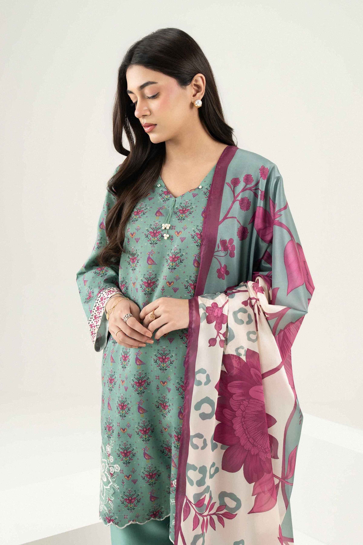 3 PIECE - PRINTED EMBROIDERED SUIT - ST3PE-PRET26WV2-25