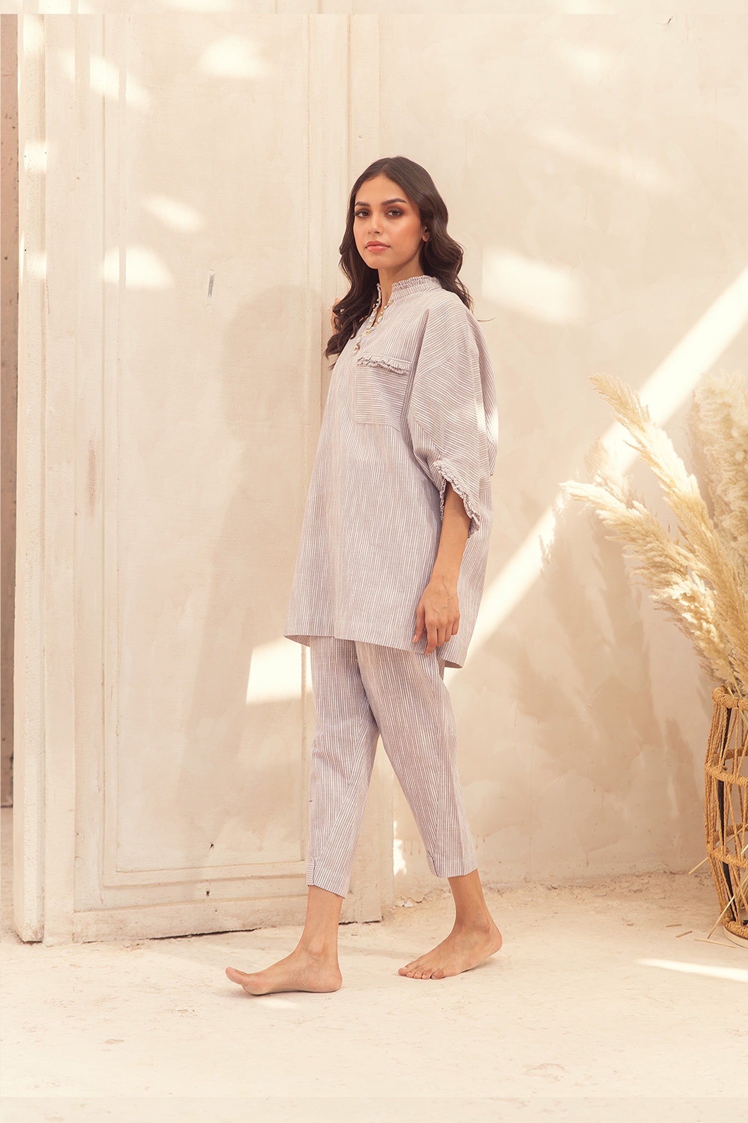 Embroidered Raw Silk Shirt