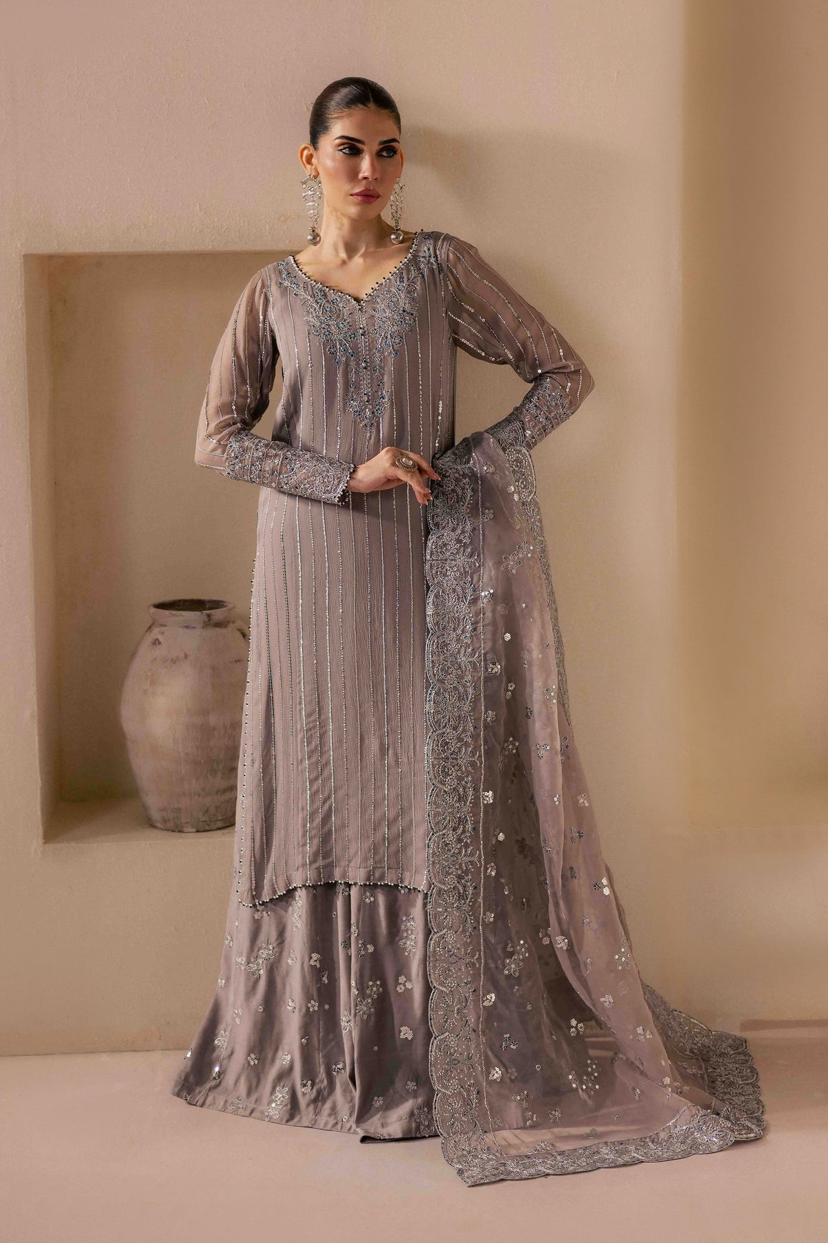 Saabiha 3Pc - Embroidered Luxe Pret