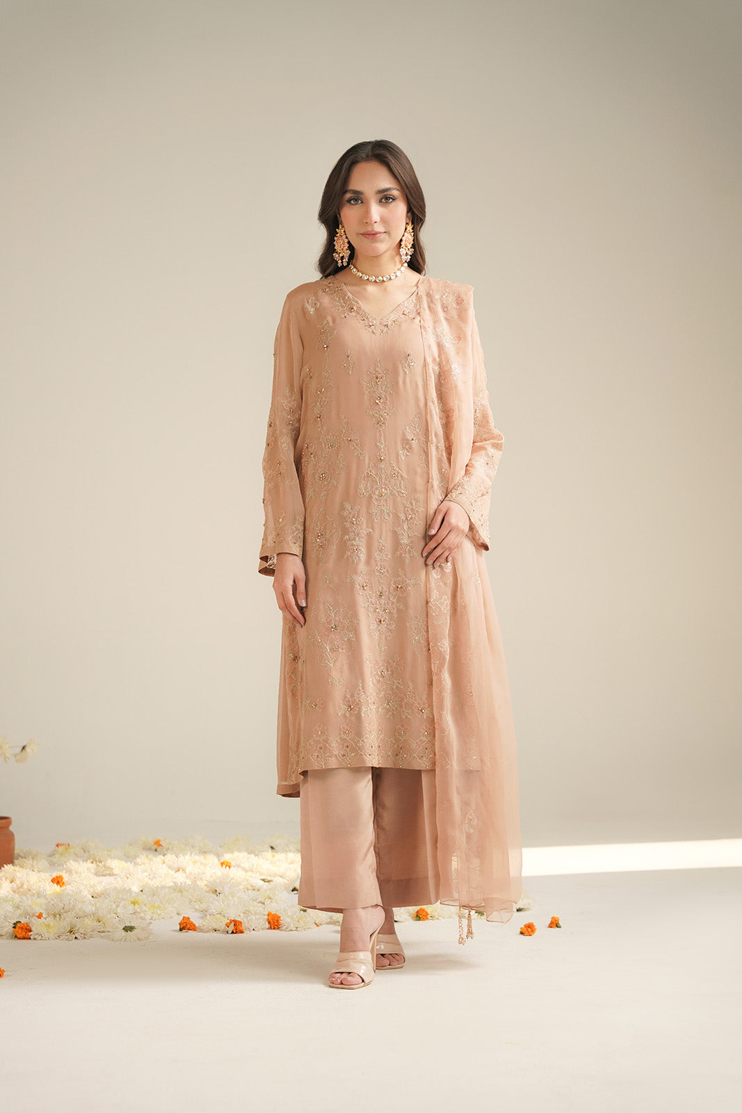 3 Piece Chiffon Embroidered Unstitched Suit (UF0036)