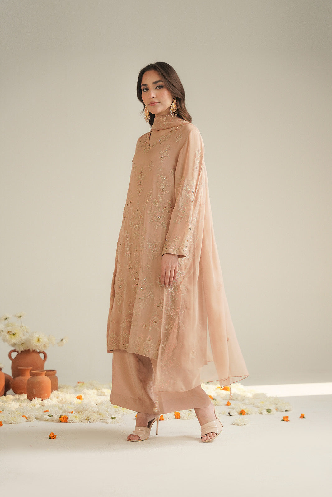 3 Piece Chiffon Embroidered Unstitched Suit (UF0036)