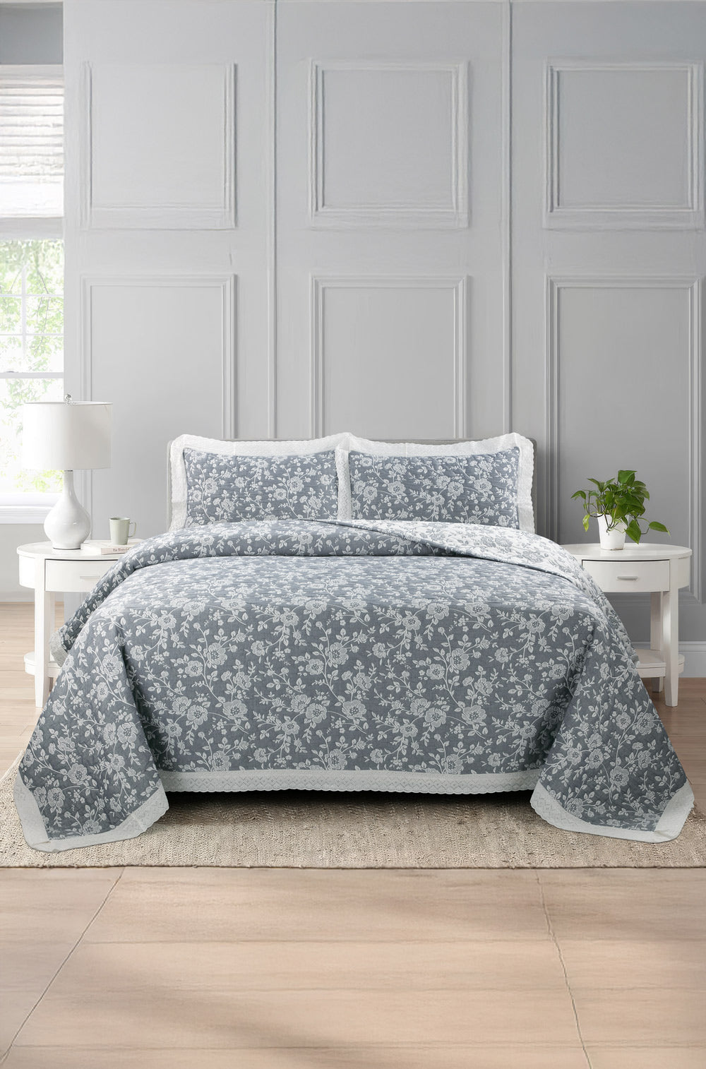 Sail Blue Multi Layer Jacquard Bed Spread Set